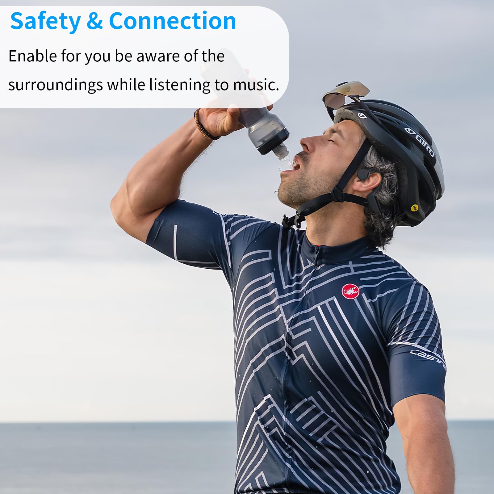 **Wireless Bone Conduction Headphones with Bluetooth, Built-in Mic & Waterproof Design - Open Ear Headset for Running, Cycling, Workout, Gym & Outdoor Sports**