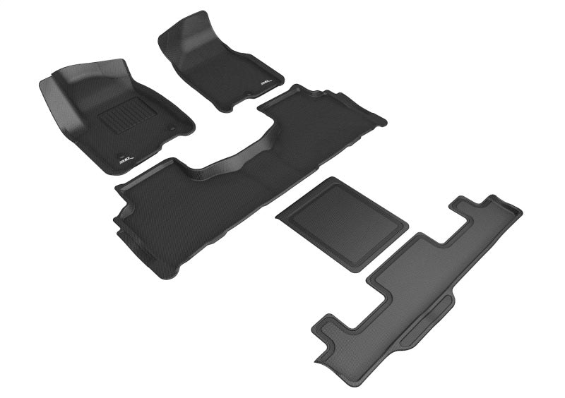 3D Maxpider Custom Fit All-Weather Floor Mats for 2021-2024 Chevrolet Tahoe 7-Seater - Kagu Black (Models R1/R2/R3) | Premium Car Protection for Family Road Trips & Daily Commutes