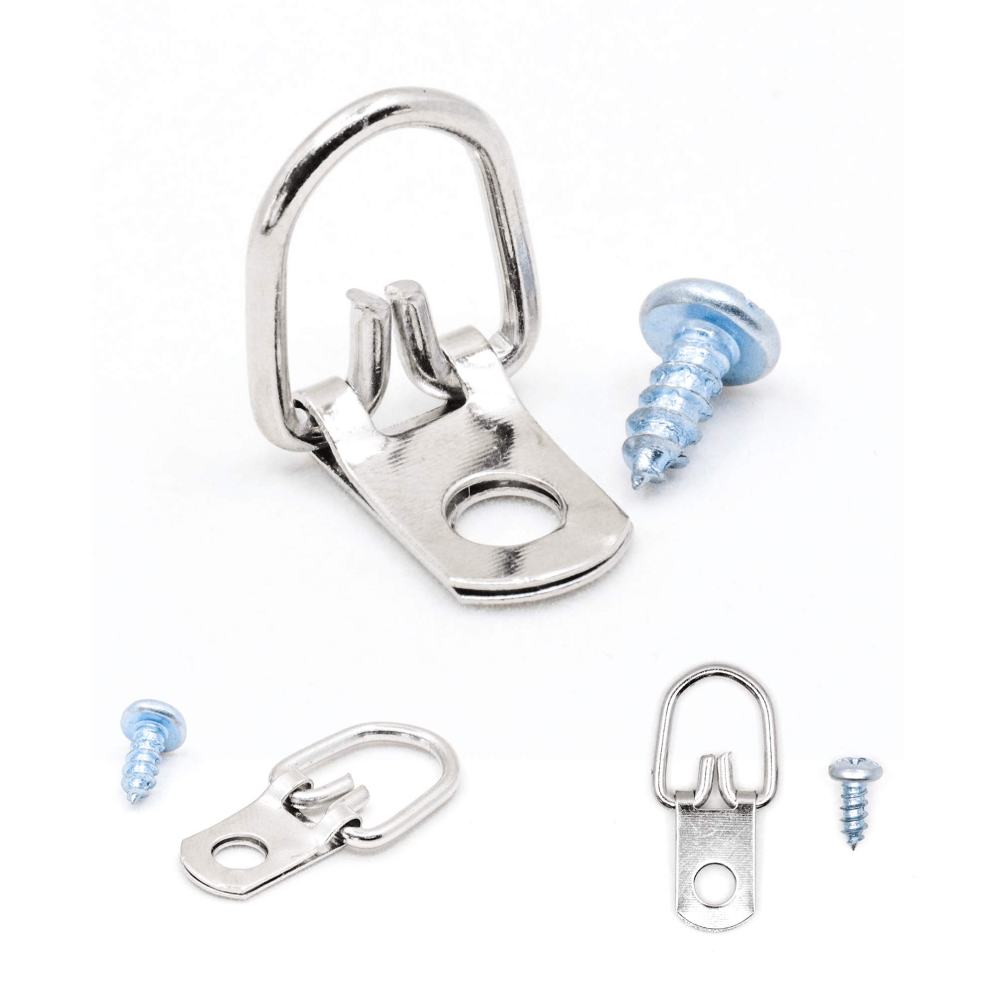 100 Pack D Ring Picture Hangers with Screws - Heavy Duty Pro Quality D-Rings for Framed Art, Photos & Mirrors - Secure Wall Hanging Solution for Home & Office Decor