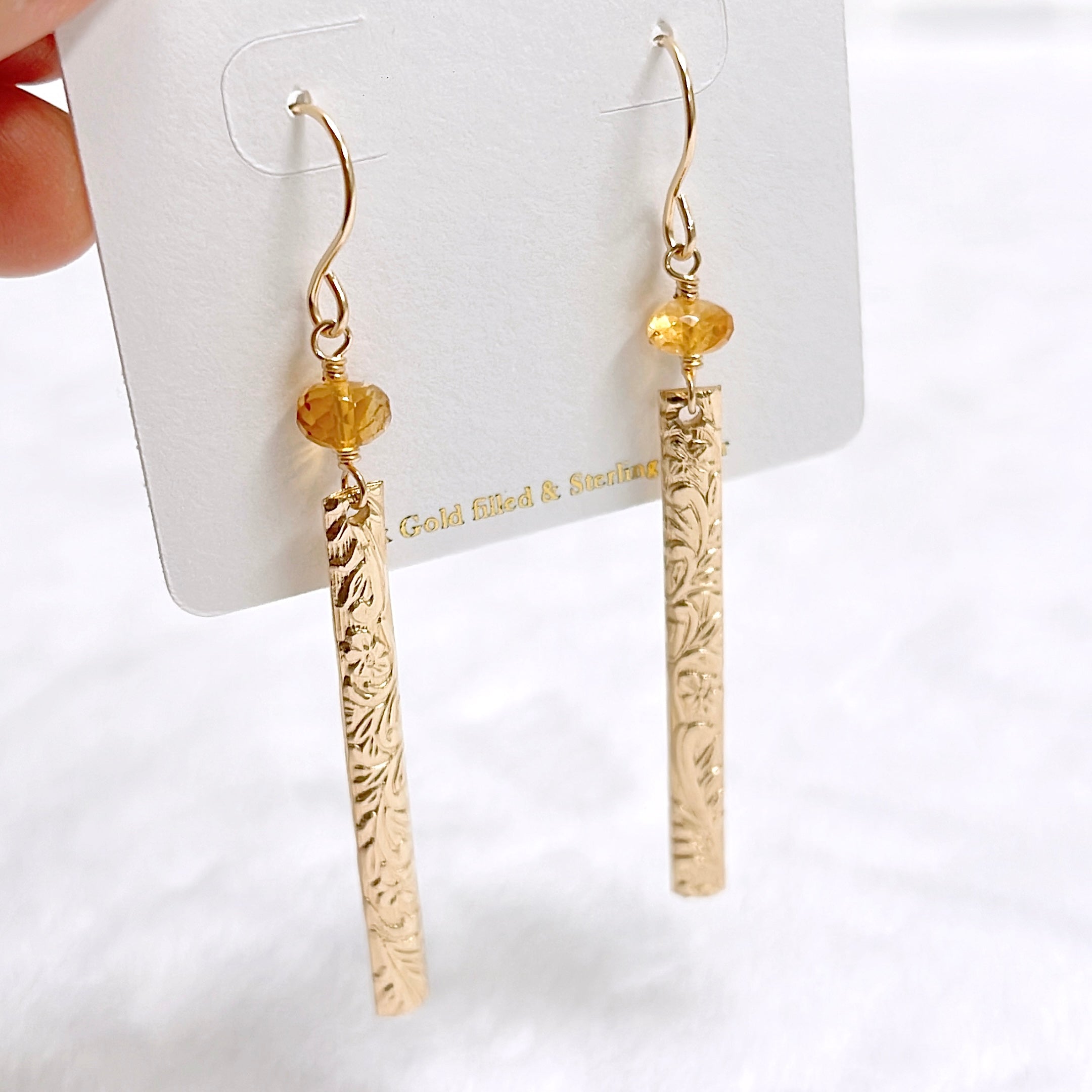 MELIA Citrine Stud Earrings for Women - 14K Gold Plated Gemstone Jewelry - Perfect for Parties, Weddings & Everyday Wear