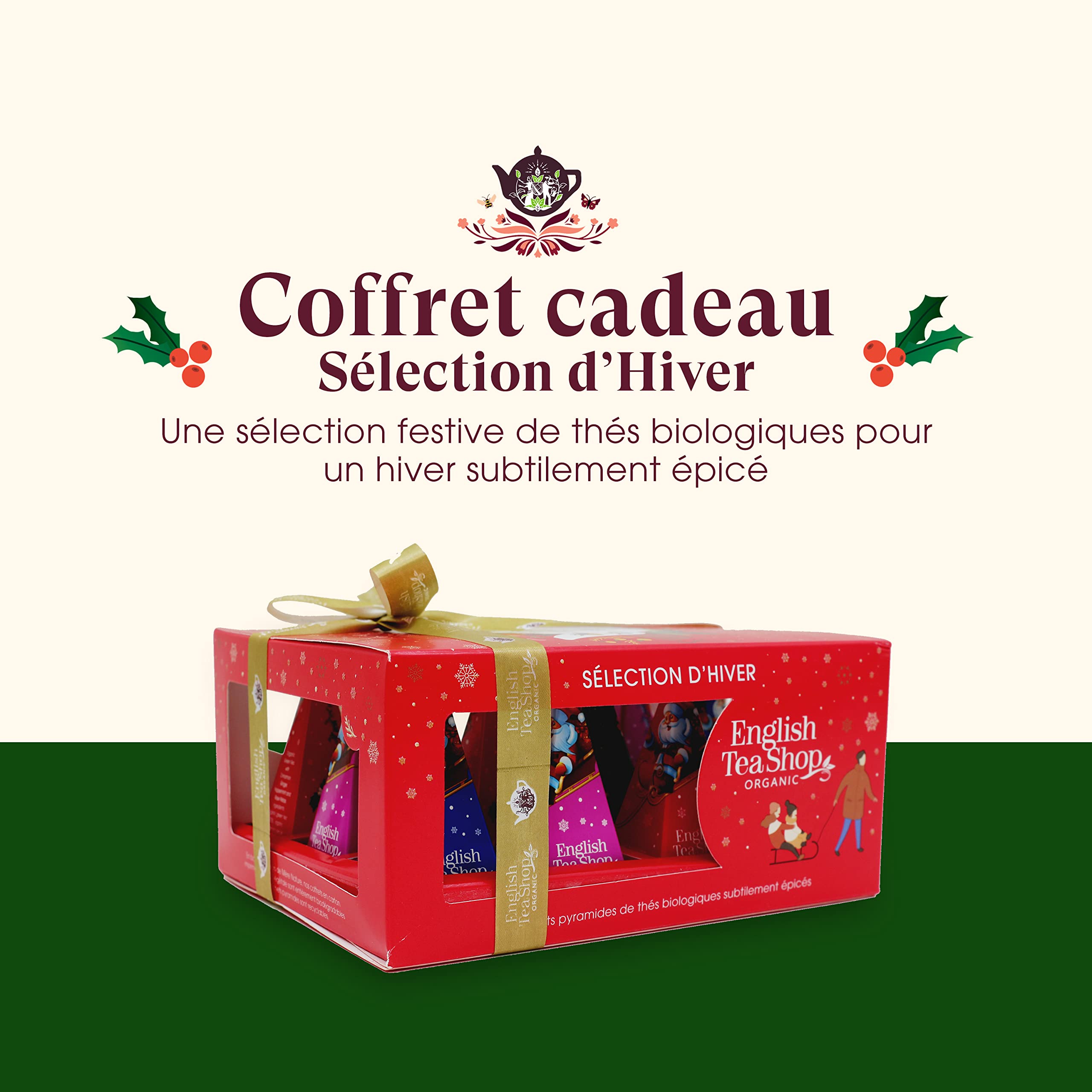 Organic Christmas Tea Gift Set - English Tea Shop Winter Selection (4 Flavors, 12 Tea Bags) - Holiday Tea Collection for Gifting, Cozy Nights & Festive Gatherings