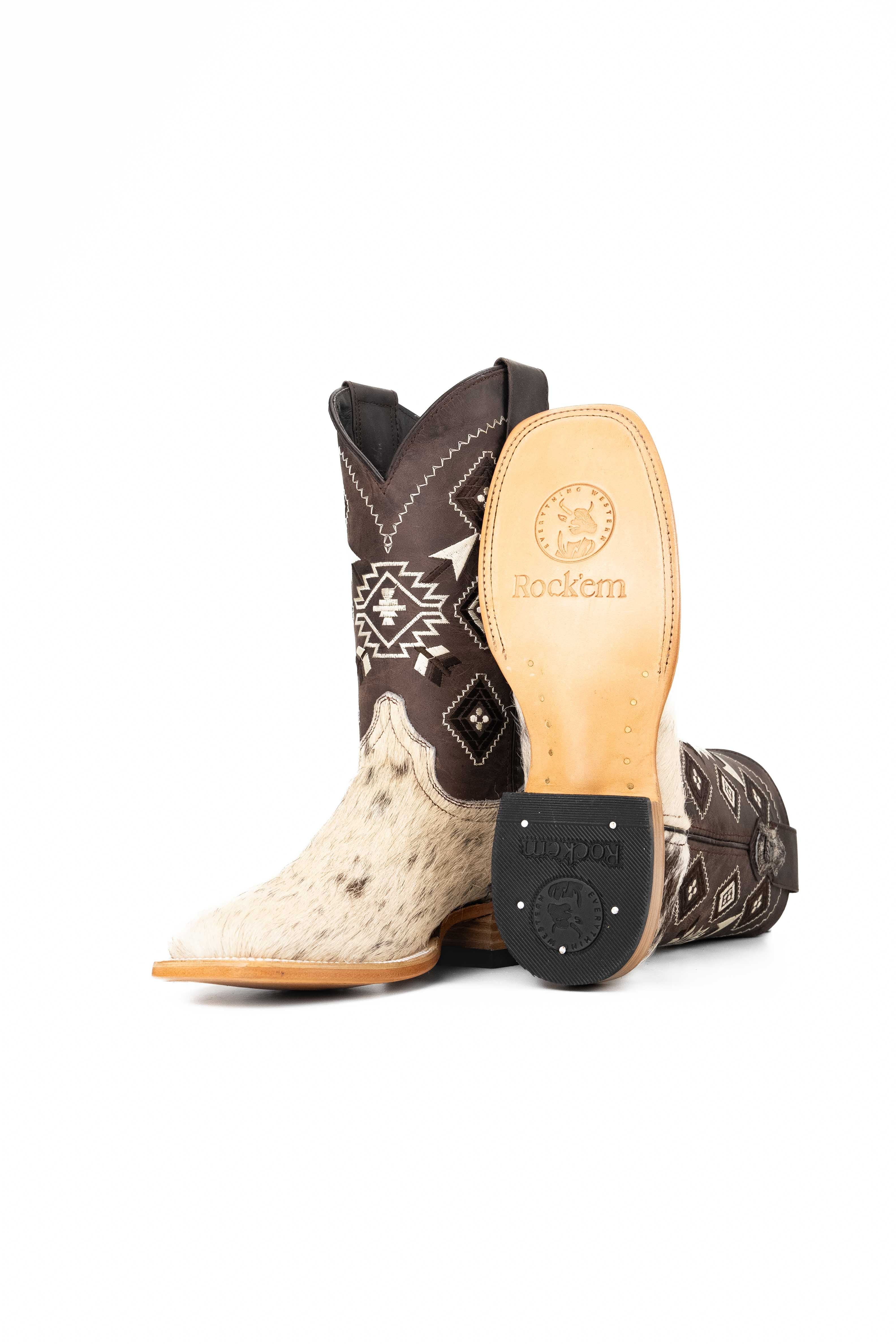 Authentic Men's Cowhide Square Toe Cowboy Boots - Size 7.5 (Box NM41) - Perfect for Western Rides, Country Music Festivals & Casual Outfits