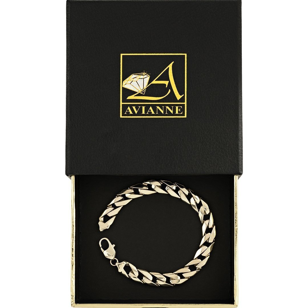 14K Yellow Gold Curb Link Bracelet 9.5mm - Elegant Dainty Chain Bracelet for Women, Perfect for Everyday Wear, Gifts & Special Occasions