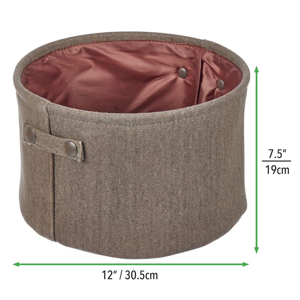 mDesign Soft Cotton Fabric Bathroom Storage Bin with Handles - 2 Pack Organizer for Towels, Toilet Paper Rolls & Bathroom Essentials - Perfect for Closets, Cabinets, Shelves - Textured Weave in Espresso Brown - Ideal for Bathroom Organization & Home Storage Solutions