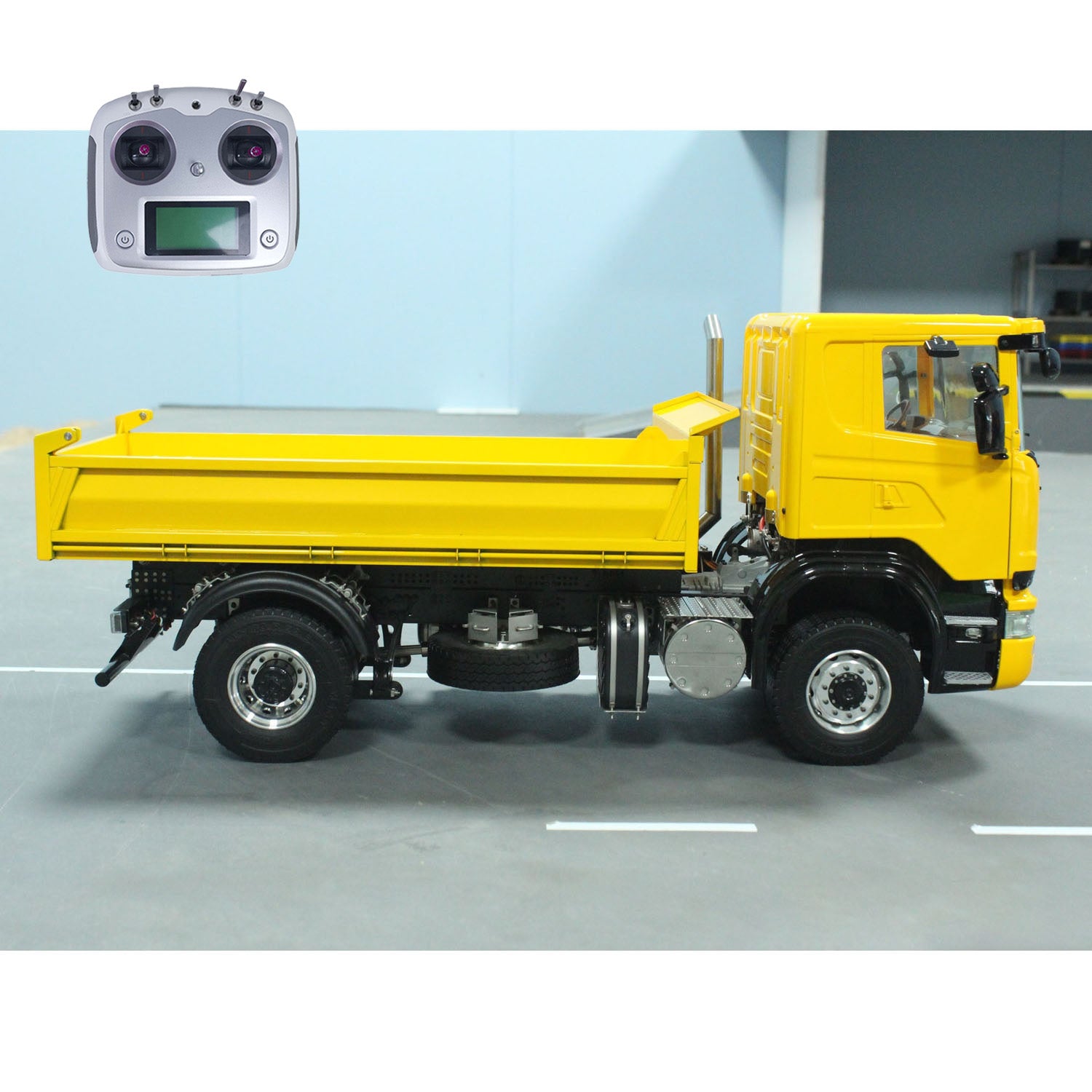 1/14 Scale 4x4 RC Hydraulic Dump Dump Truck - Metal Remote Control Tipper with FlySky I6S & 3-Speed Transmission - Perfect for Construction Site Play, Off-Road Adventure & Collectors
