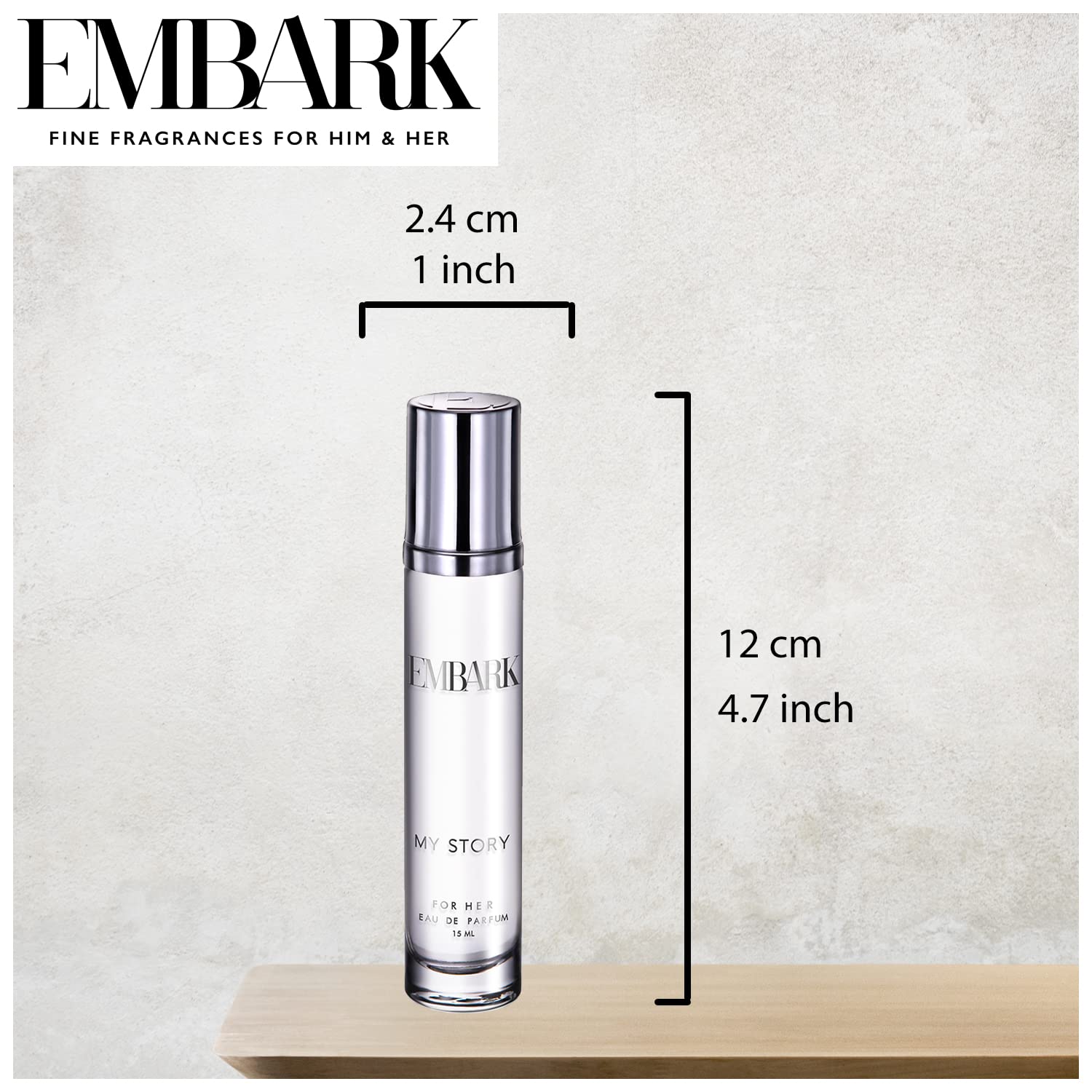EMBARK My Story For Her - Women's Perfume 15ml Travel Size | Premium Eau De Parfum with Woody Floral Scent | Gift for Her, Daily Wear & Special Occasions