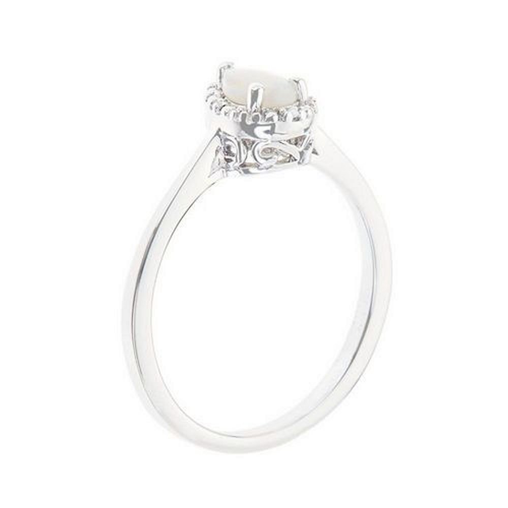 0.23 Carat Pear Shape Opal & Diamond Halo Engagement Ring - 6mm x 4mm Size - Perfect for Wedding Proposals, Anniversary Gifts & Bridal Jewelry