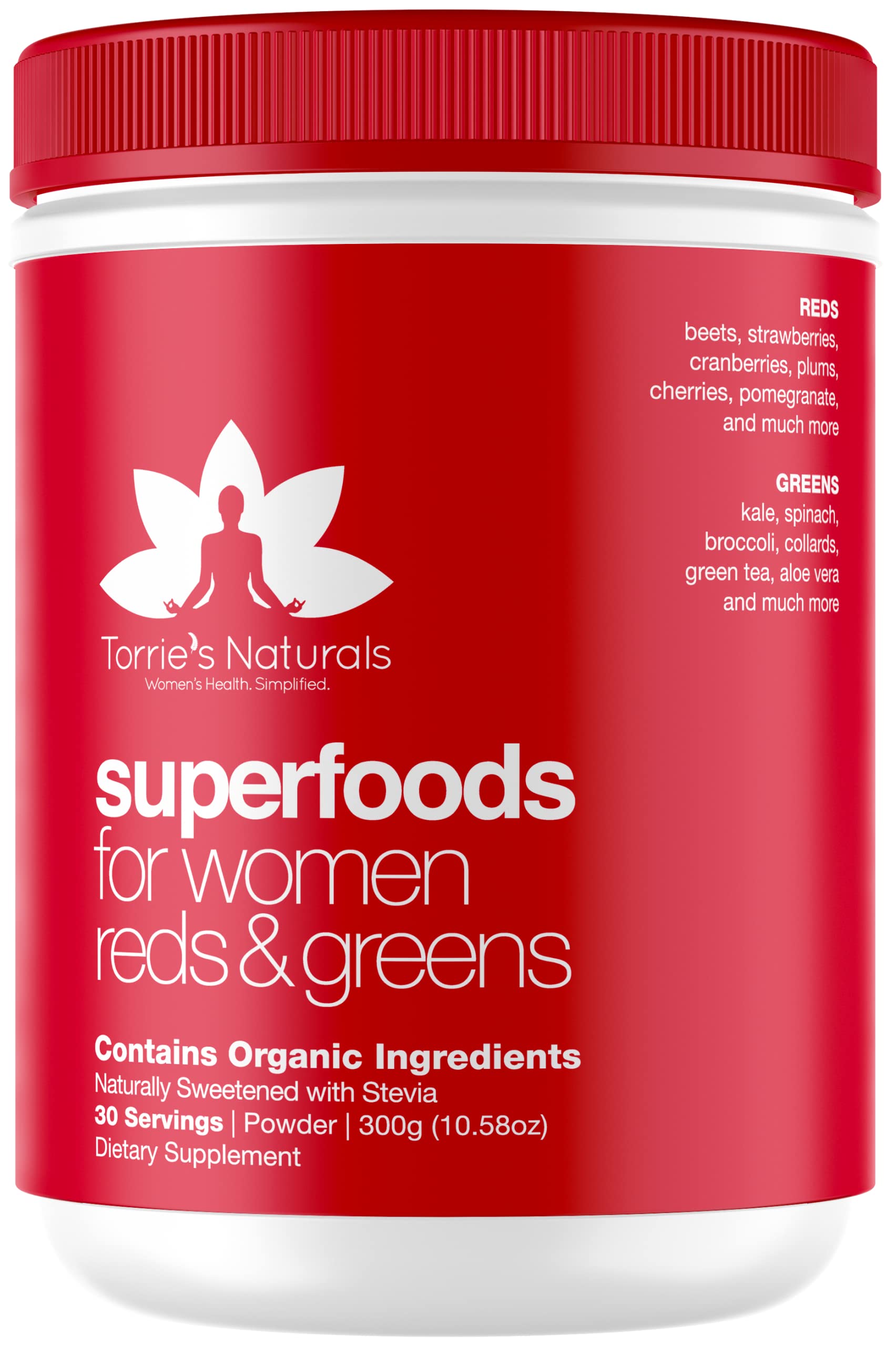 Torrie’s Naturals Superfood Powder - Organic Red & Greens Supplement for Women with Probiotics & Digestive Enzymes | 30-Day Supply | Immune Support & Energy Boost | Perfect for Smoothies, Juices & Daily Wellness