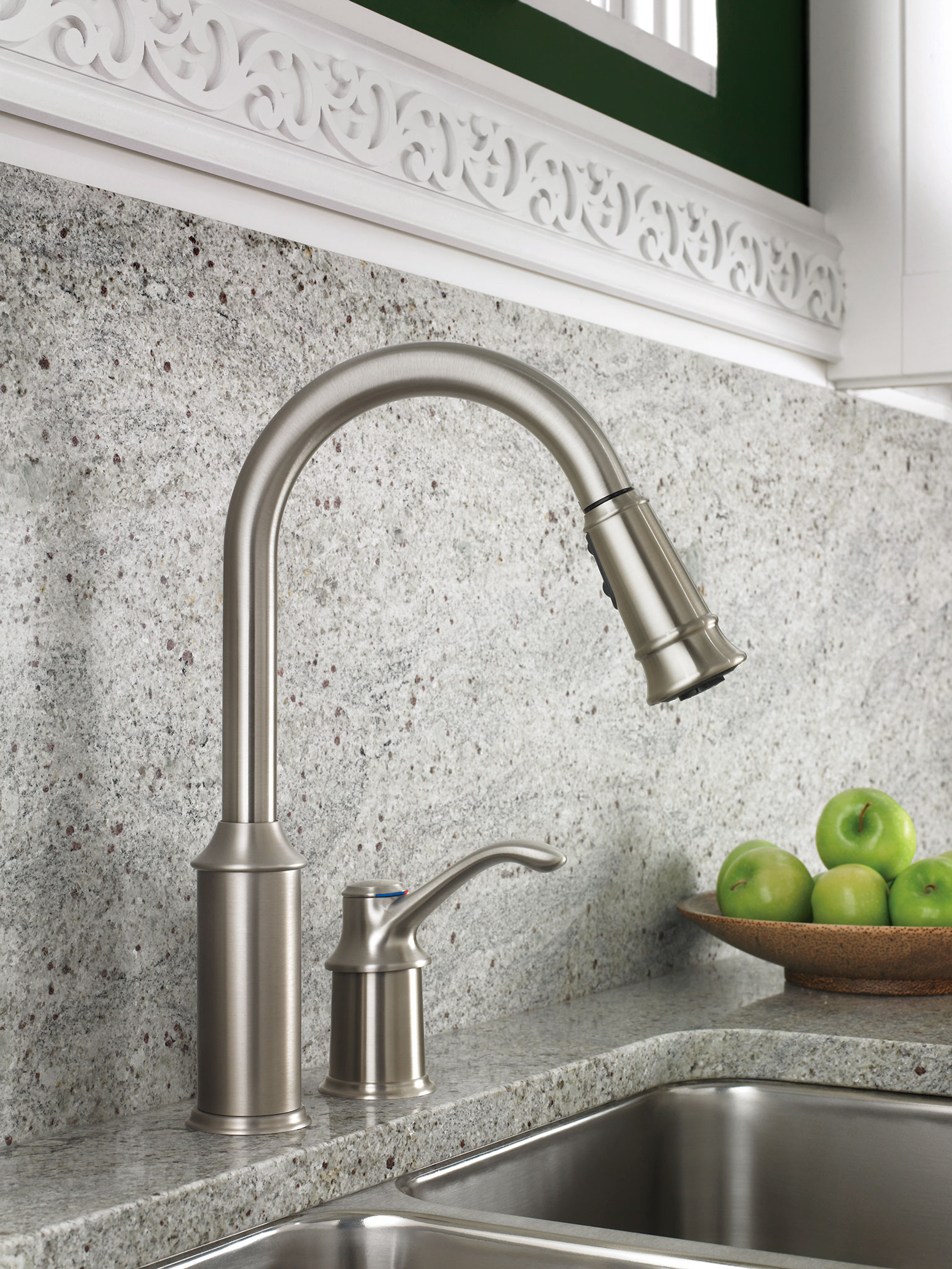 Aberdeen Chrome One Handle High Arc Pull Down Kitchen Faucet - Modern Brushed Nickel Finish for Easy Dishwashing & Food Prep - Perfect for Farmhouse & Contemporary Kitchens