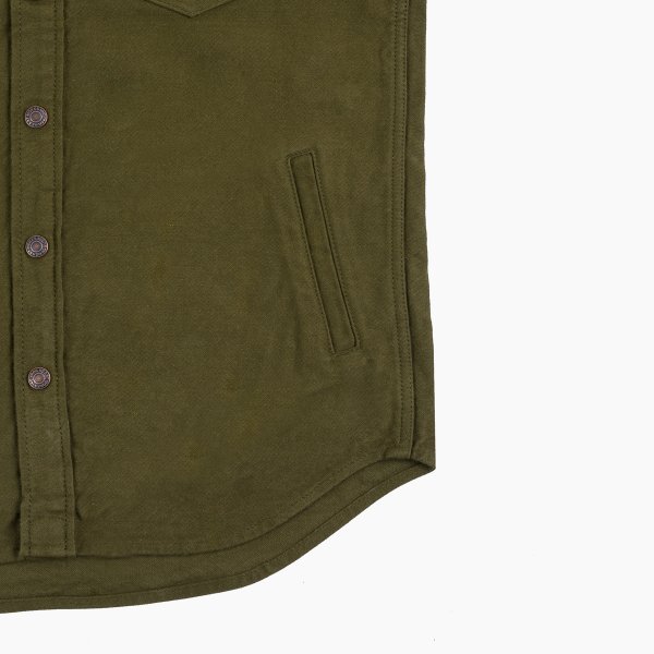 Iron Heart IHSH 331 12oz Moleskin CPO Shirt - Olive Green Heavyweight Workwear Shirt for Men | Durable Outdoor & Casual Wear