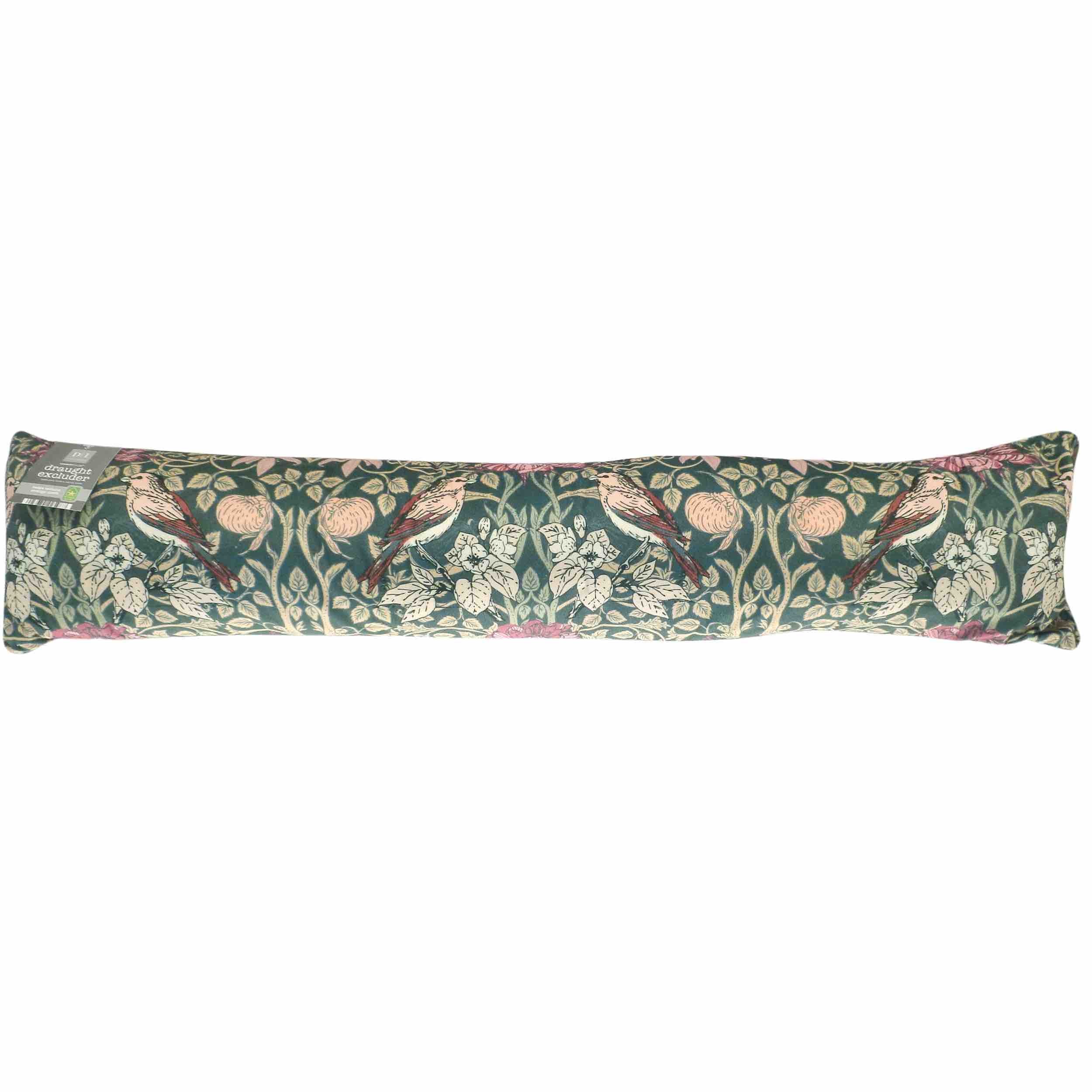 Floral Birds Printed Door Draft Stopper - Insulating Weather Stripping for Home & Office - Blocks Cold Air, Dust & Noise