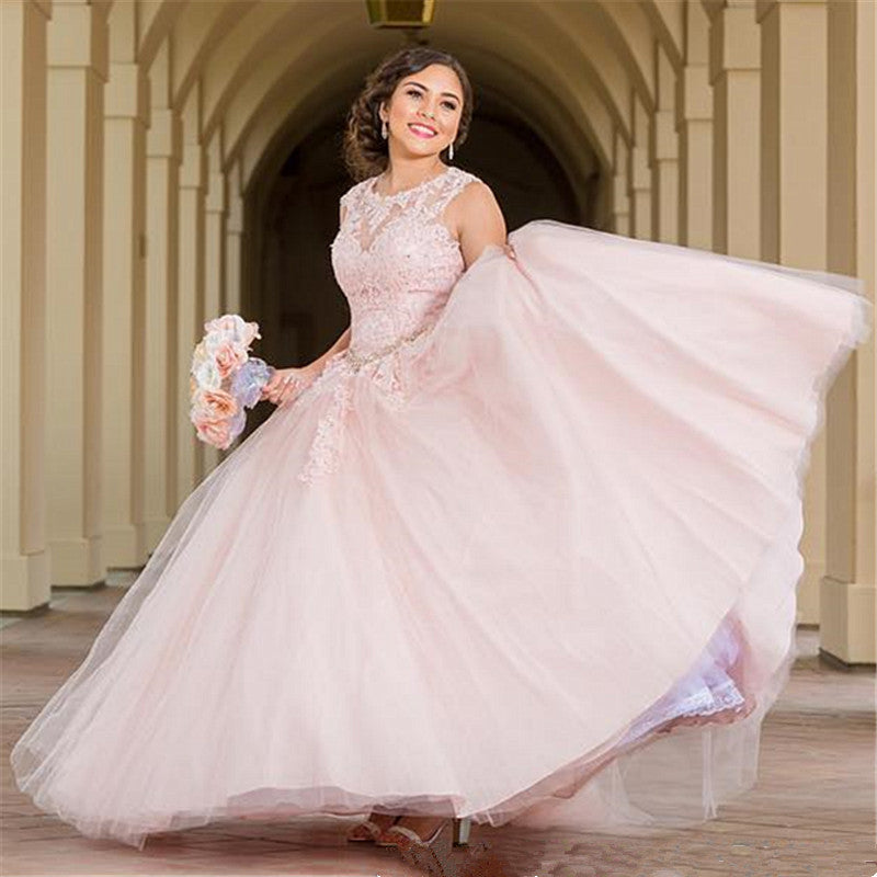 Elegant Pink Quinceanera Dresses with Jewel Appliques - Sleeveless Long Formal Gowns for Sweet 15 Birthday Party, Prom, and Special Occasions