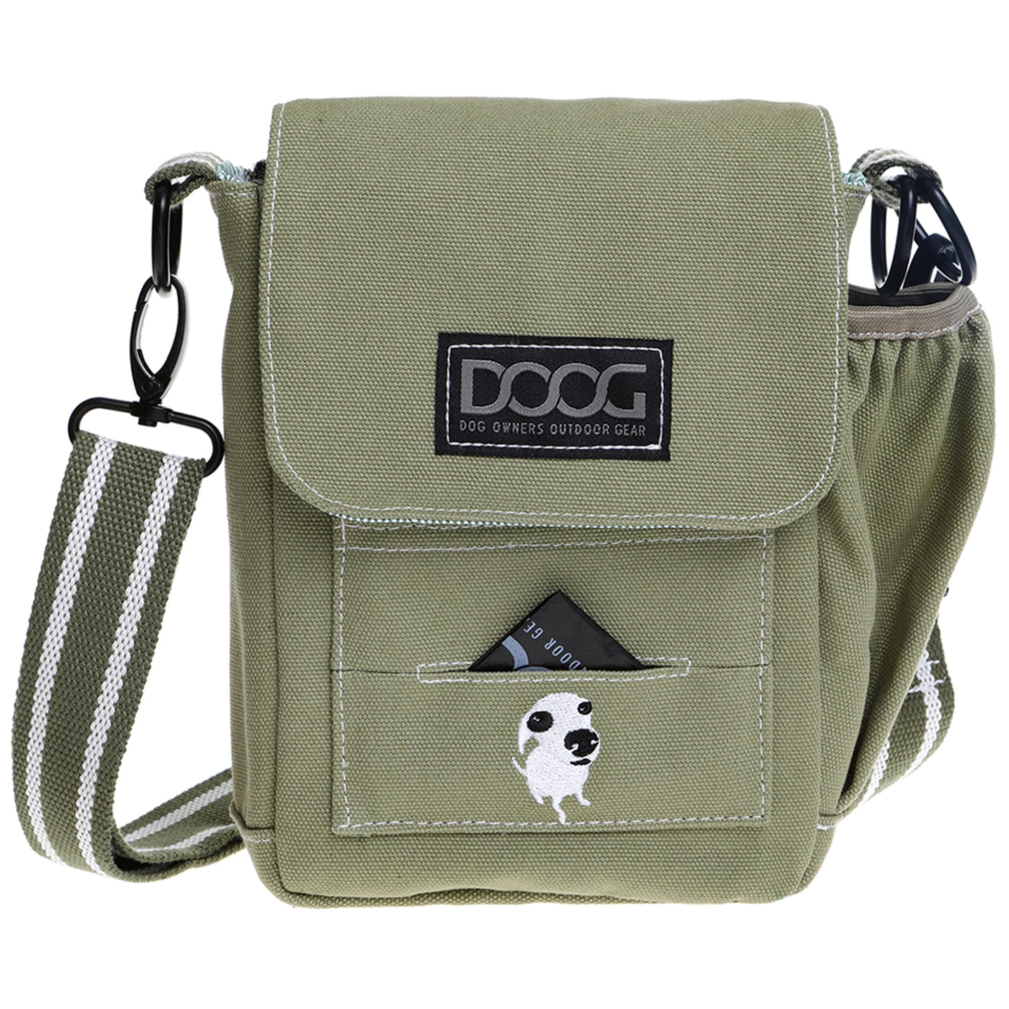 DOOG Adjustable Shoulder Walkie Bag with Poo Bag Compartment - Lightweight Dog Walking Accessory for Hands-Free Walks, Hiking & Outdoor Adventures (Green)