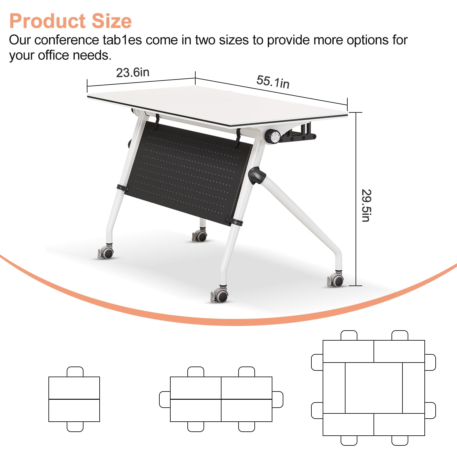 6FT White Flip Top Mobile Conference Table - 55