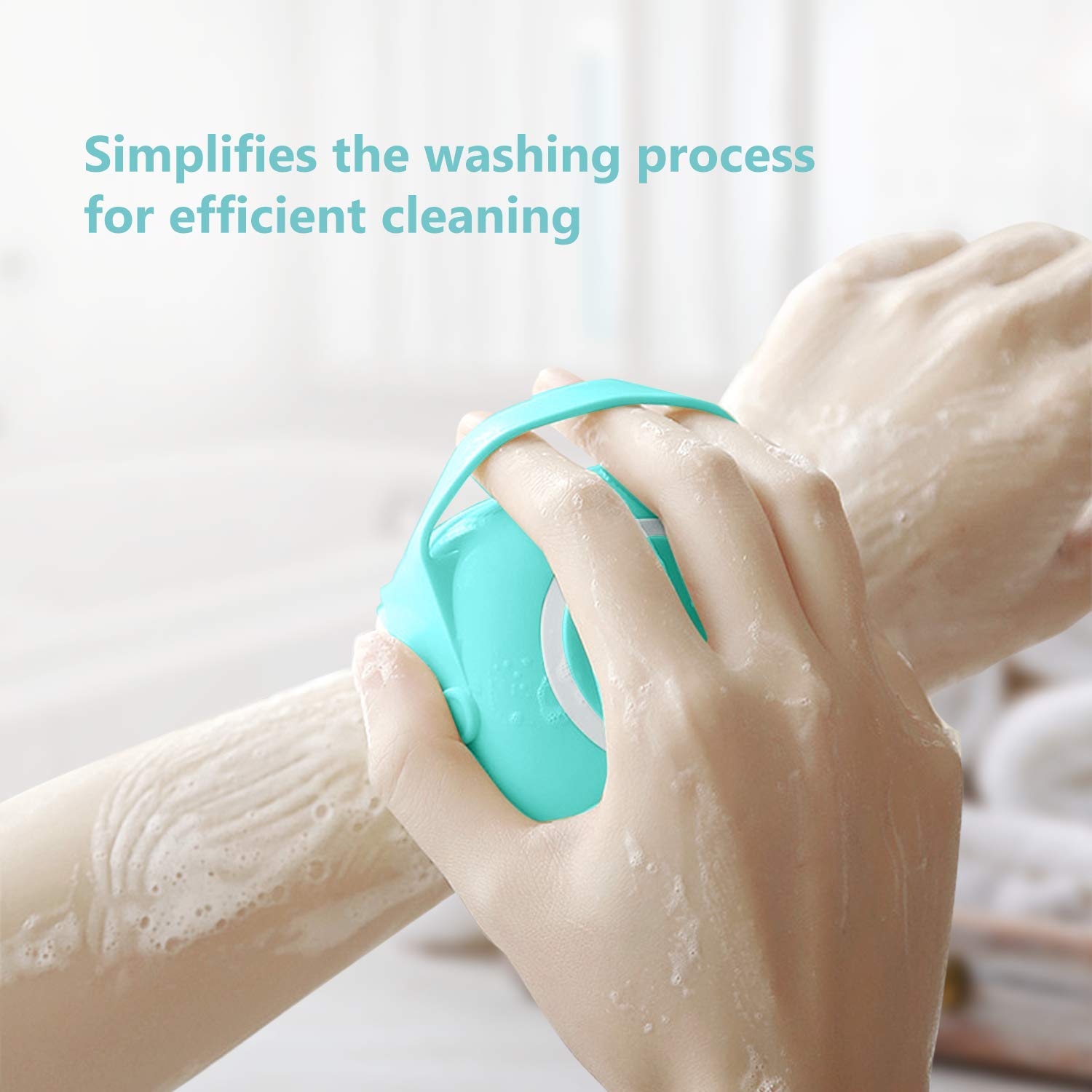 Eowhitu Silicone Body Brush for Shower & Bath - Exfoliating Massage Brush with Soap Dispenser - Dry Skin Scrubber for Men & Women - Blue - Perfect for Spa Days & Deep Cleansing at Home