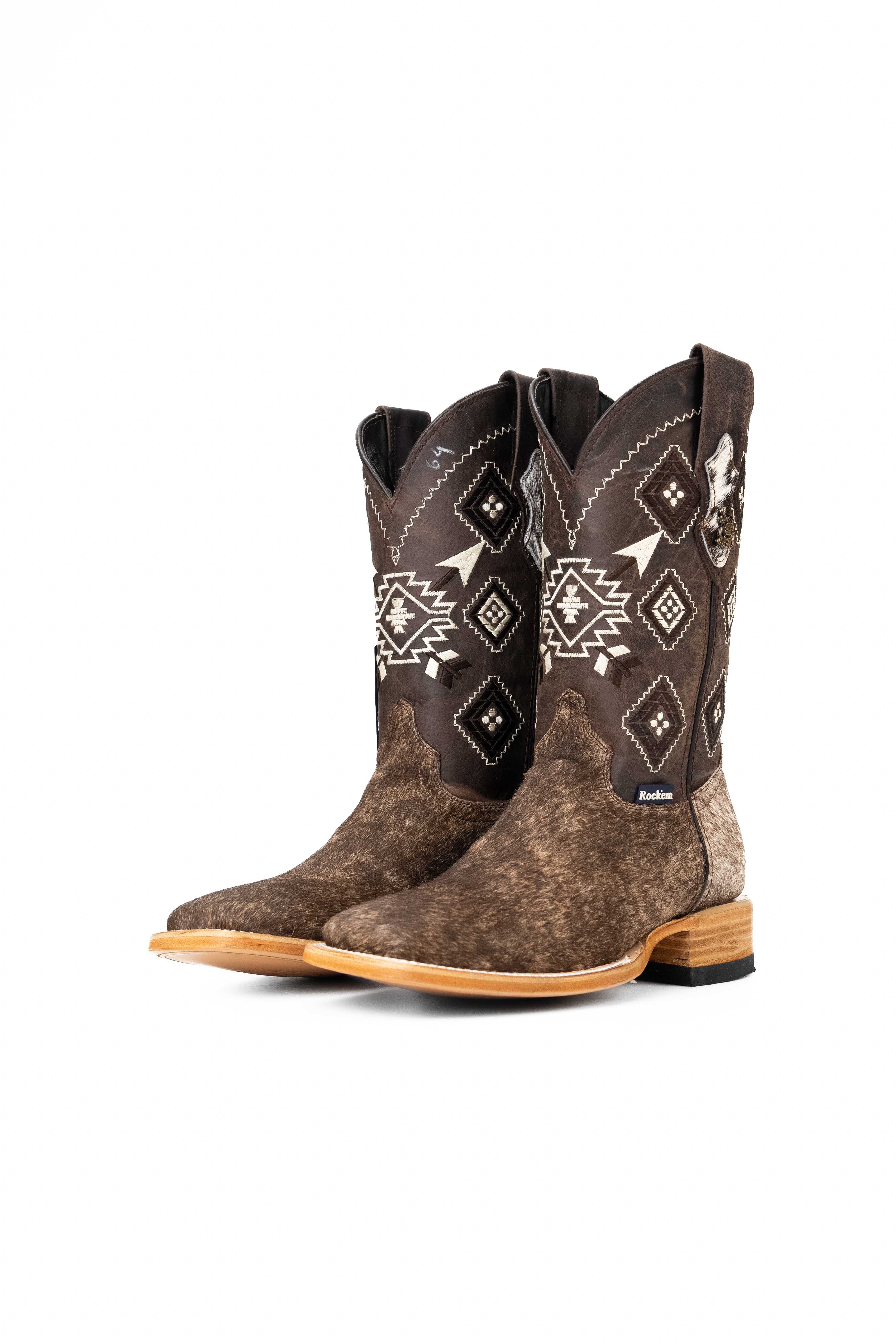 Authentic Men's Cowhide Square Toe Cowboy Boots - Size 7 Western Boots for Rodeo, Country Dancing & Outdoor Wear - Durable Leather Work Boots for Ranch, Riding & Casual Fashion