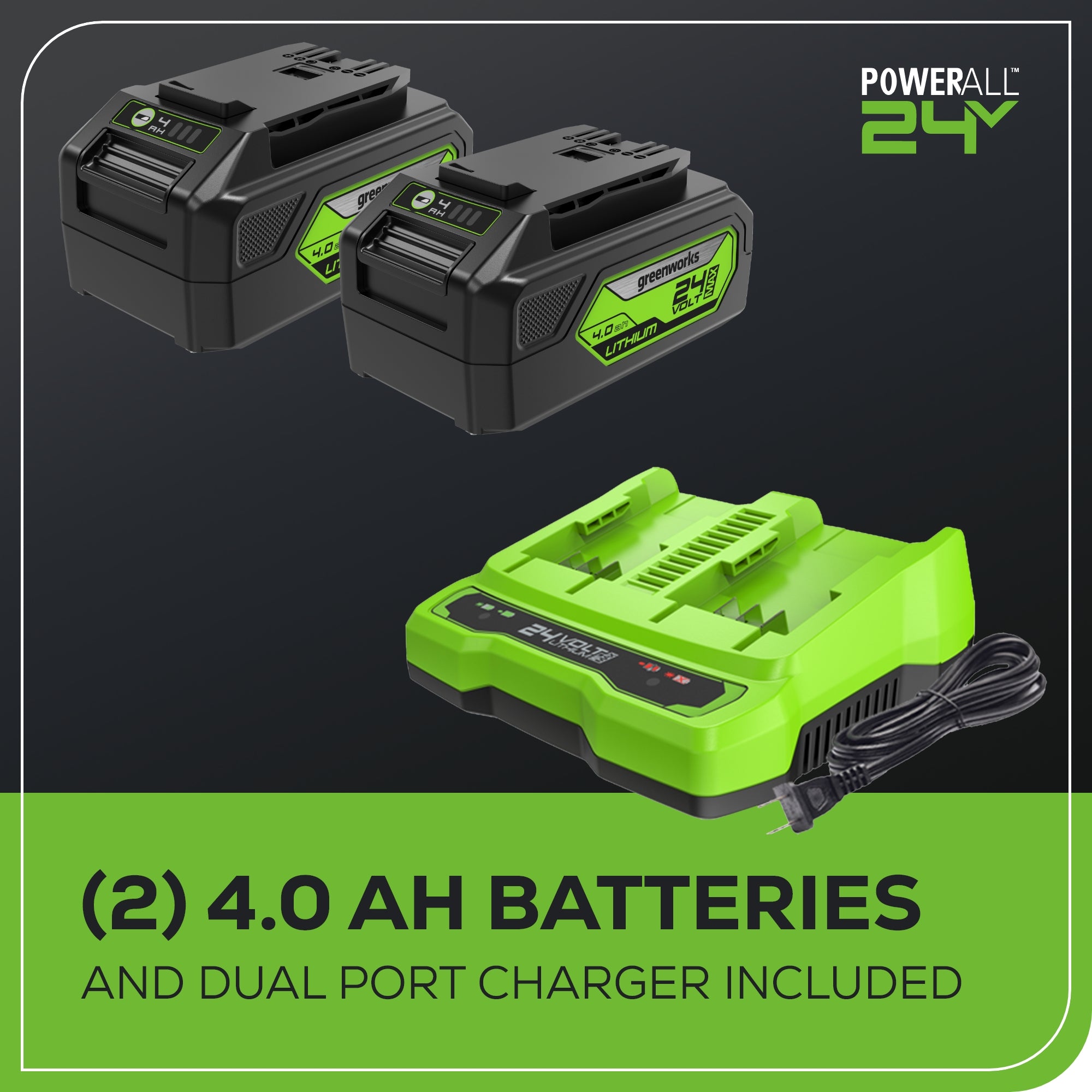 48V (2x24V) 585 CFM Cordless Battery Leaf Blower with 2 x 4.0Ah USB Batteries & Dual Port Charger - Powerful Yard Cleanup for Leaves, Grass Clippings and Debris