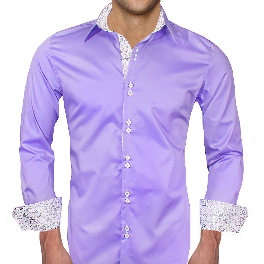 Stylish Light Purple & White Metallic Dress Shirt for Men | Premium USA-Made Formal Wear | Perfect for Business Meetings, Weddings & Special Occasions
