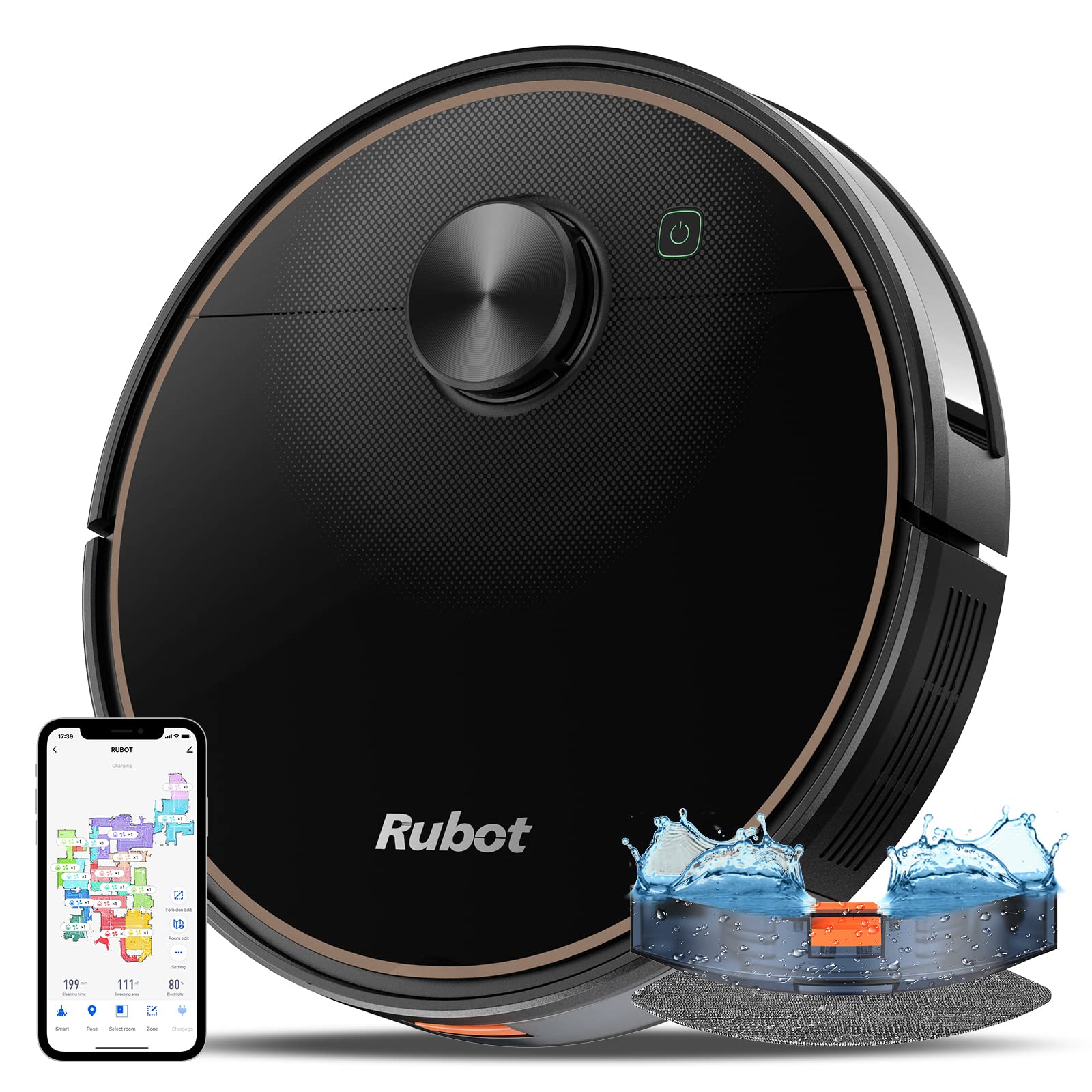 RUBOT Robot Vacuum and Mop Combo 4500Pa - 2-in-1 Lidar Navigation Vacuum Cleaner with Strong Suction, 200min Runtime, Multi-Floor Mapping, No-Go Zones, Alexa Voice Control for Carpets & Hard Floors - Perfect for Smart Home Cleaning & Pet Hair Removal