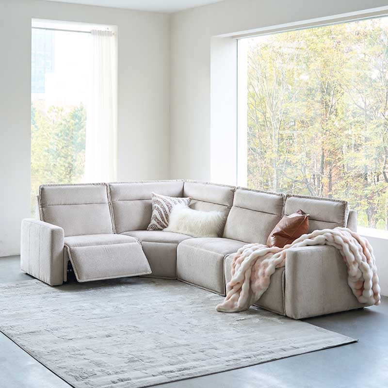 Essentia Power Reclining Corner Sofa - Easy Care Fabric Sectional Couch with USB Charging for Living Room, Home Theater & Family Room Comfort