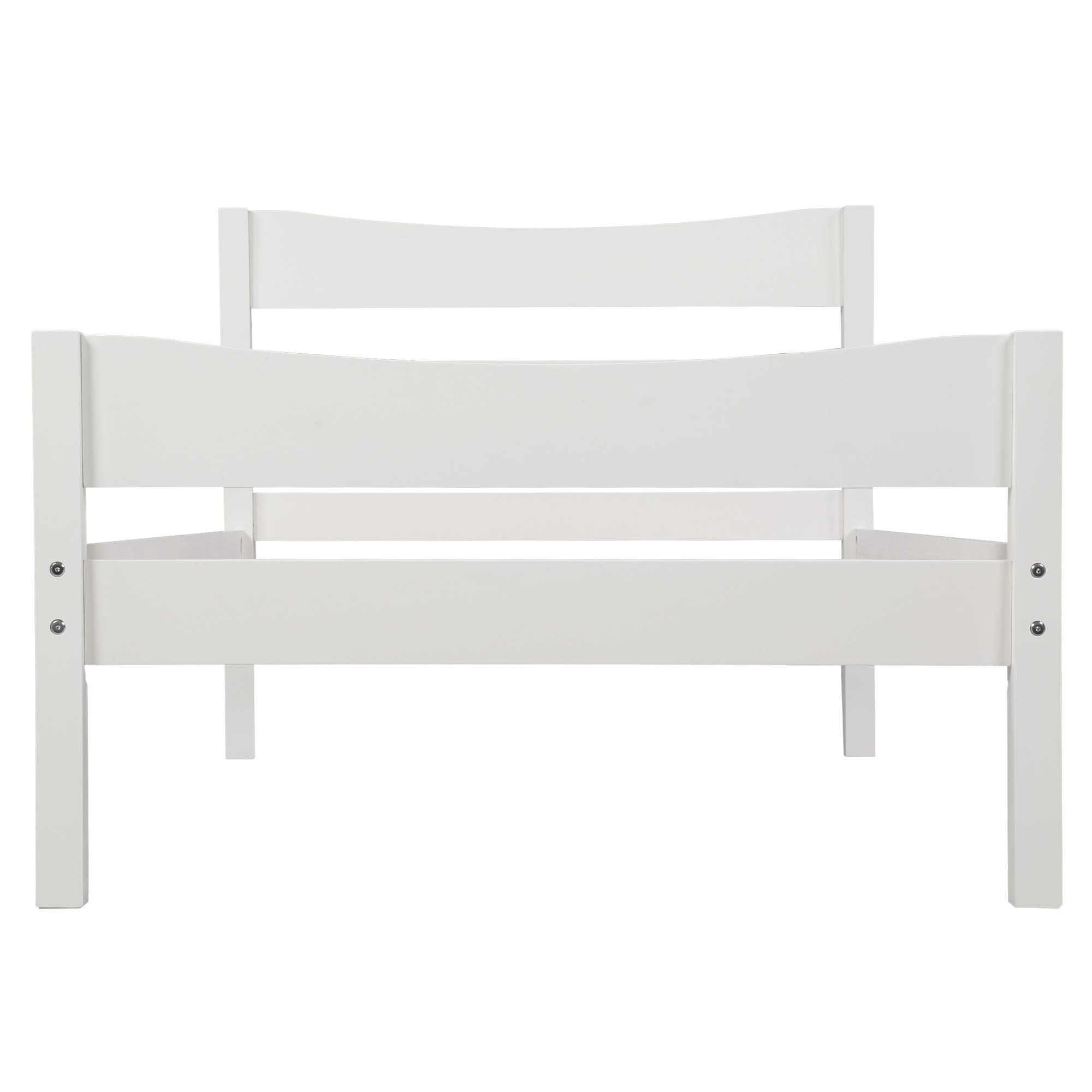 Twin Size Wooden Bed Frame with Headboard & Footboard - No Box Spring Needed, Sturdy Platform Bed for Kids & Teens, White - Perfect for Small Bedrooms, Guest Rooms & Dormitories