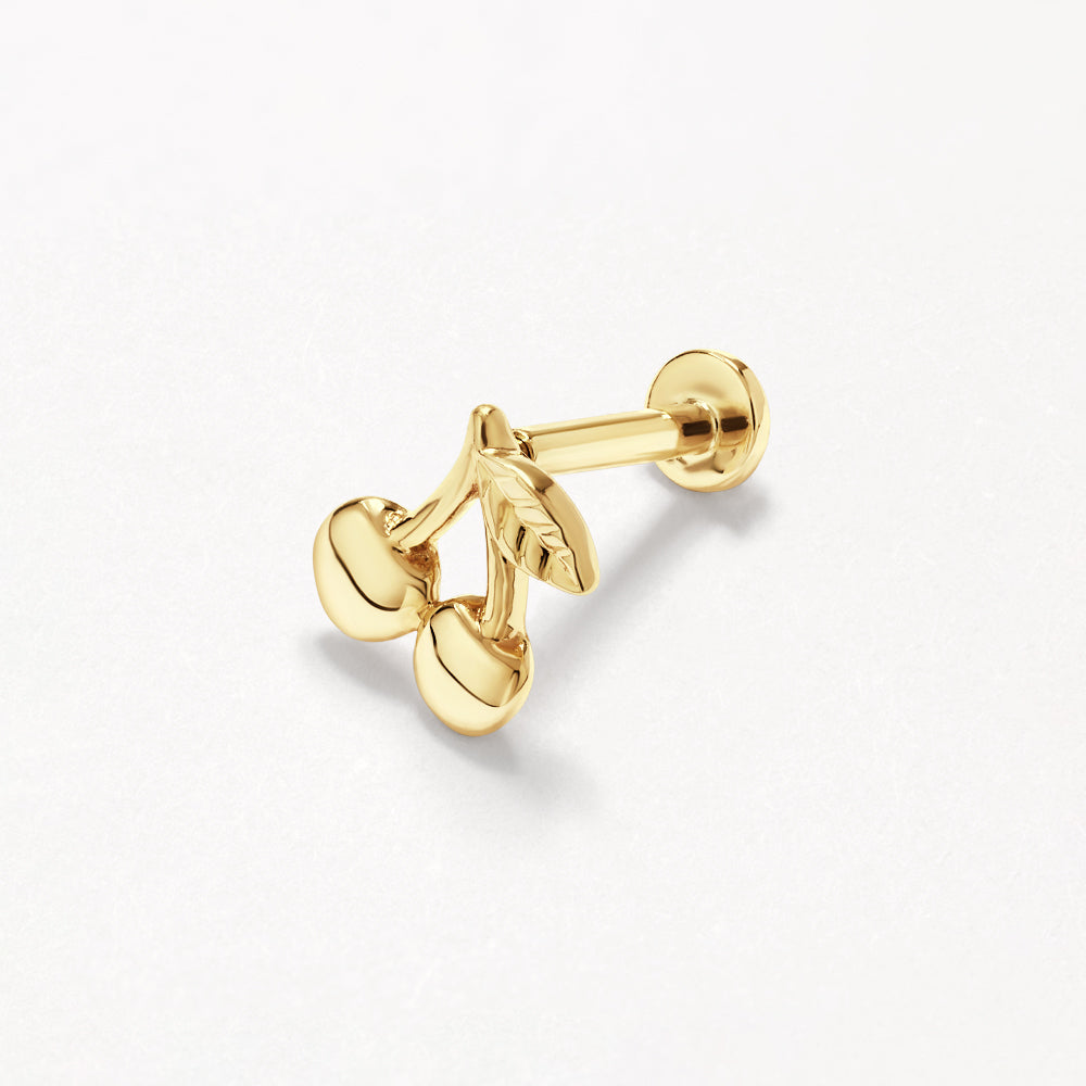 10k Gold Cherry Helix Single Stud Earrings - Perfect for Everyday Wear & Special Occasions