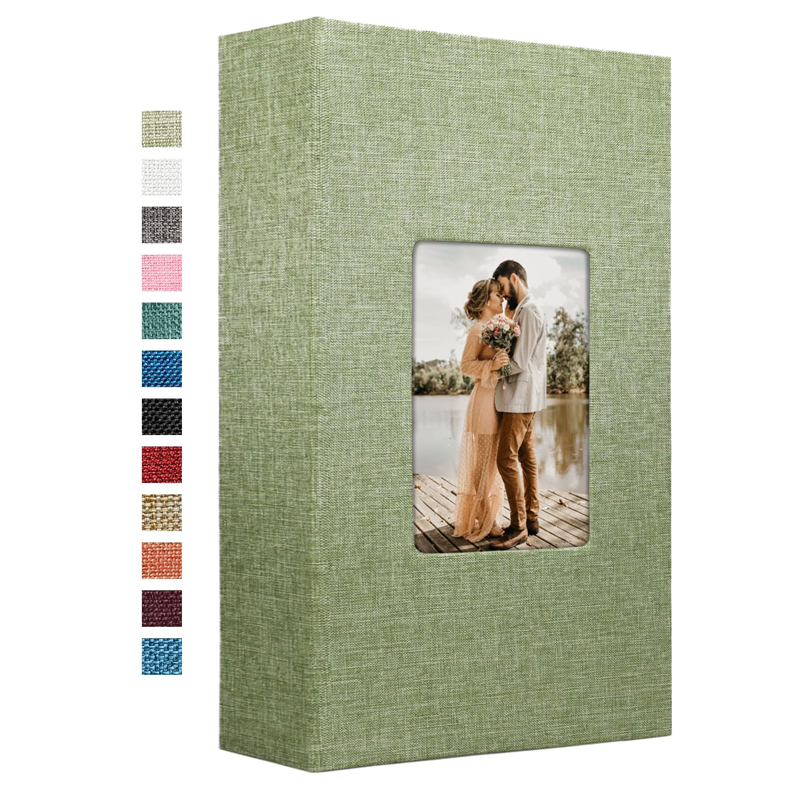 Vienrose Linen Photo Album - 420 Pockets for 4x6 Photos, Fabric Cover Scrapbook, Slip-in Picture Album for Wedding, Baby, Vacation - Perfect for Family Memories, Party Decor & Gift Giving
