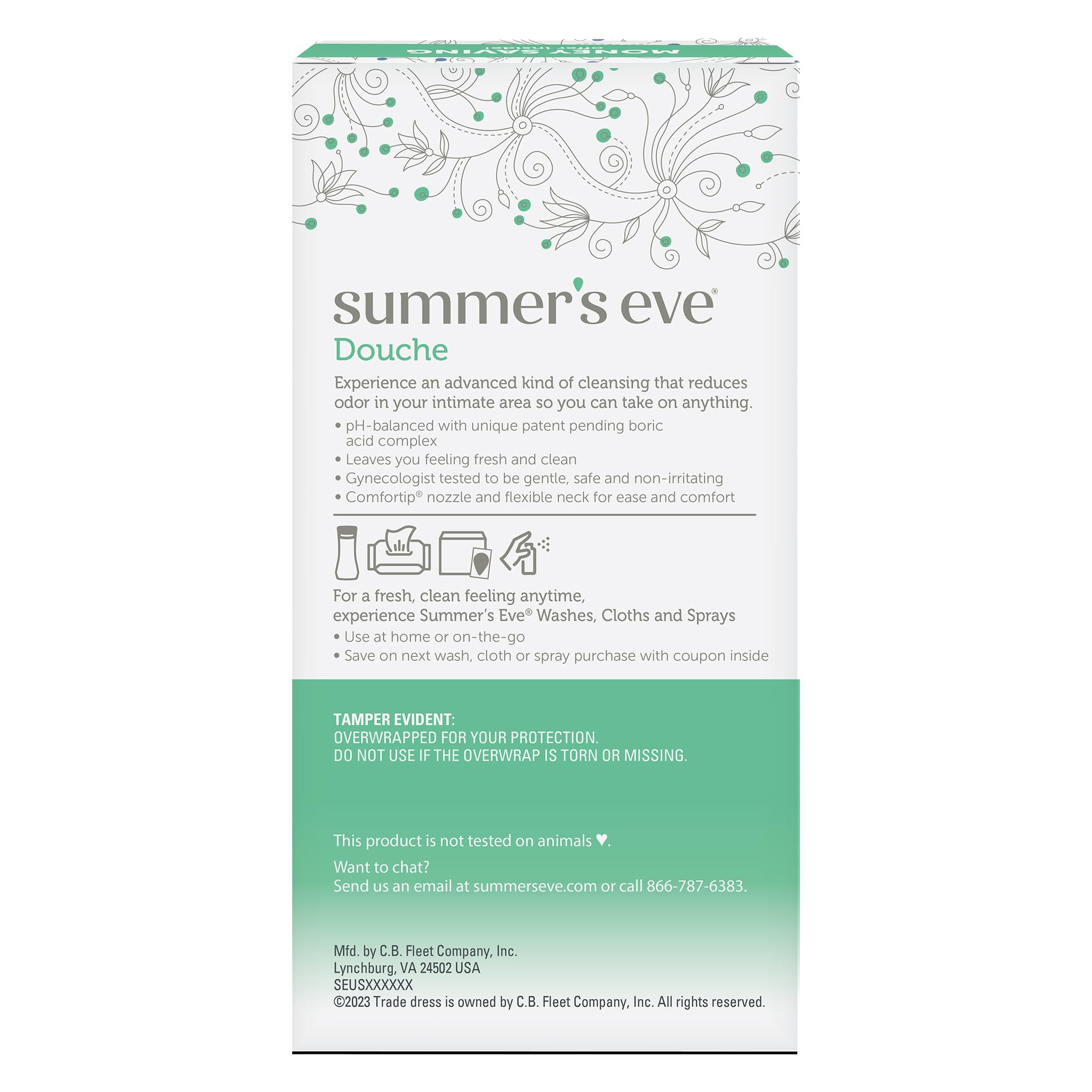 Summer's Eve Feminine Douche with Boric Acid Complex - Complete Odor Control & Freshness, 2 Pack (4.5 oz Each) | Gentle Cleansing for Daily Feminine Hygiene & Intimate Care
