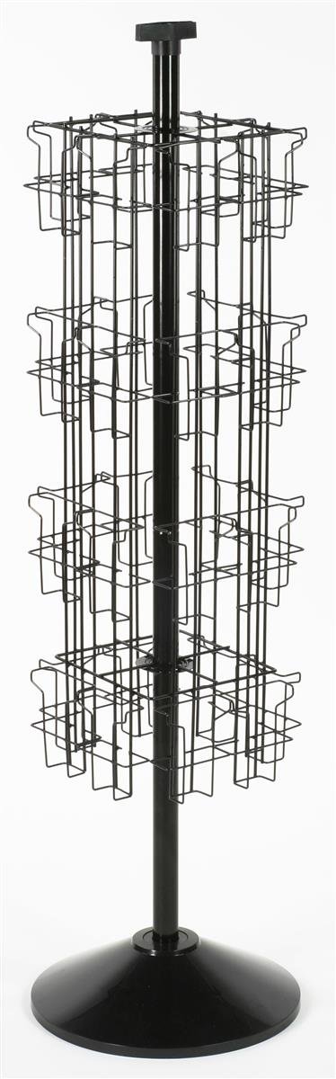 WSFB432 Black Wire Rotating Display Rack with 32 Pockets - Holds 4x9 Brochures, 57