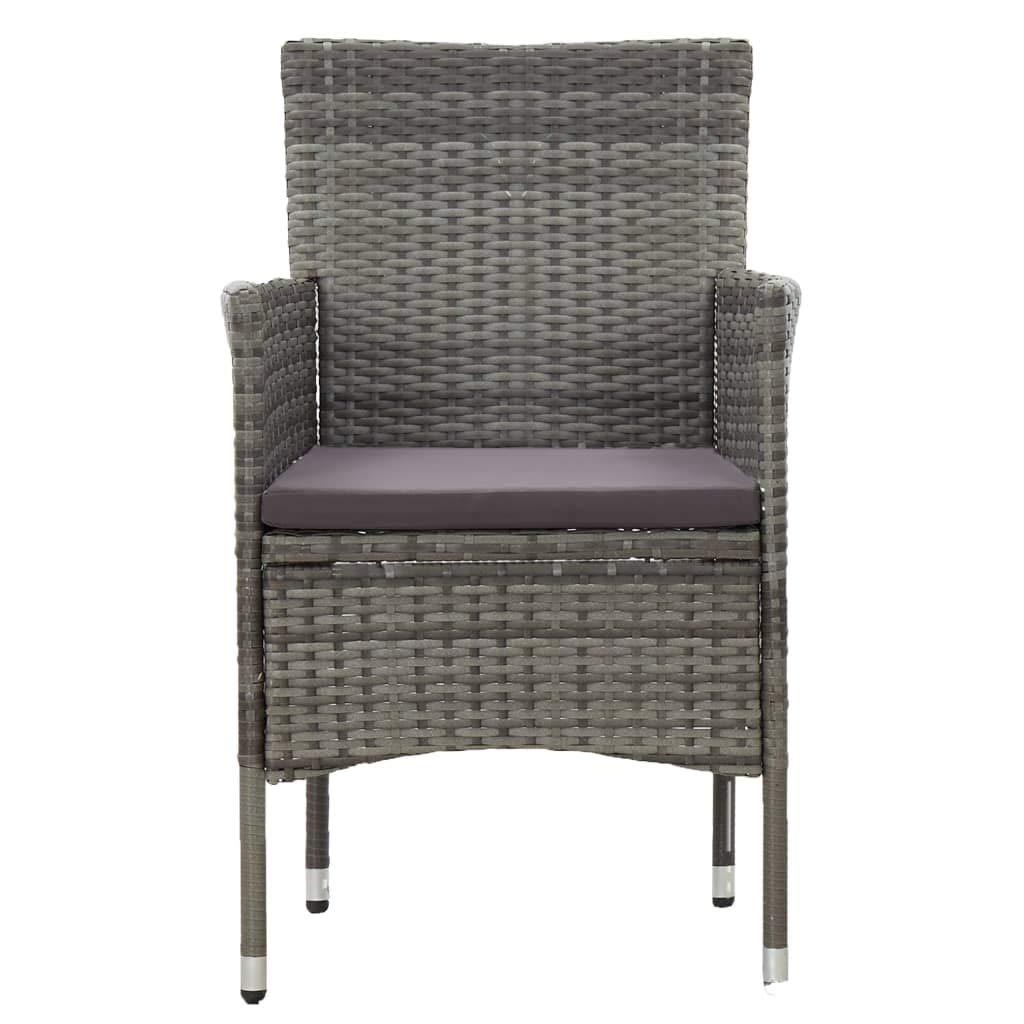 vidaXL 3-Piece Patio Dining Set - Outdoor Table & Chairs, Weather-Resistant Gray Farmhouse Garden Furniture for Backyard, Deck, or Poolside Relaxation