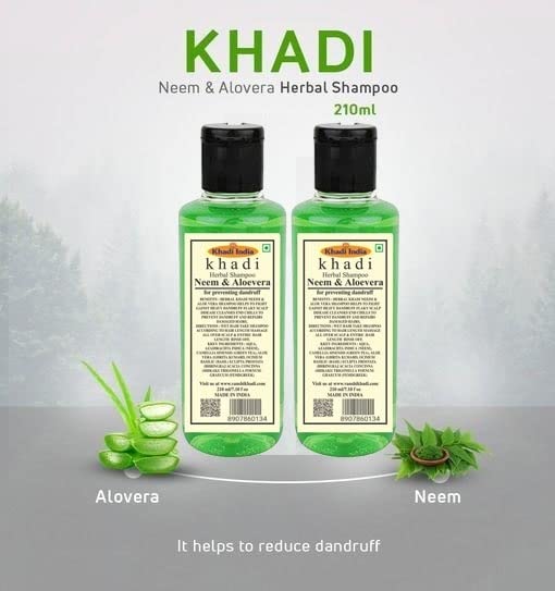Neem & Aloe Vera Shampoo 210ml (Pack of 2) - Natural Hair Care for Dandruff & Scalp Health - Perfect for Daily Use & Sensitive Scalps