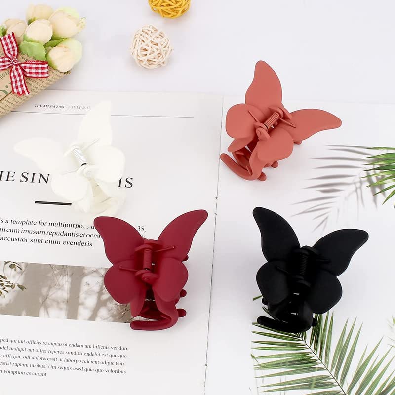Butterfly Hair Clips for Women & Girls - 4 Pack 2.36 Inch Hair Claws for Thick & Medium Hair - Cute Butterfly Hair Accessories for Ponytails, Buns & Everyday Styling