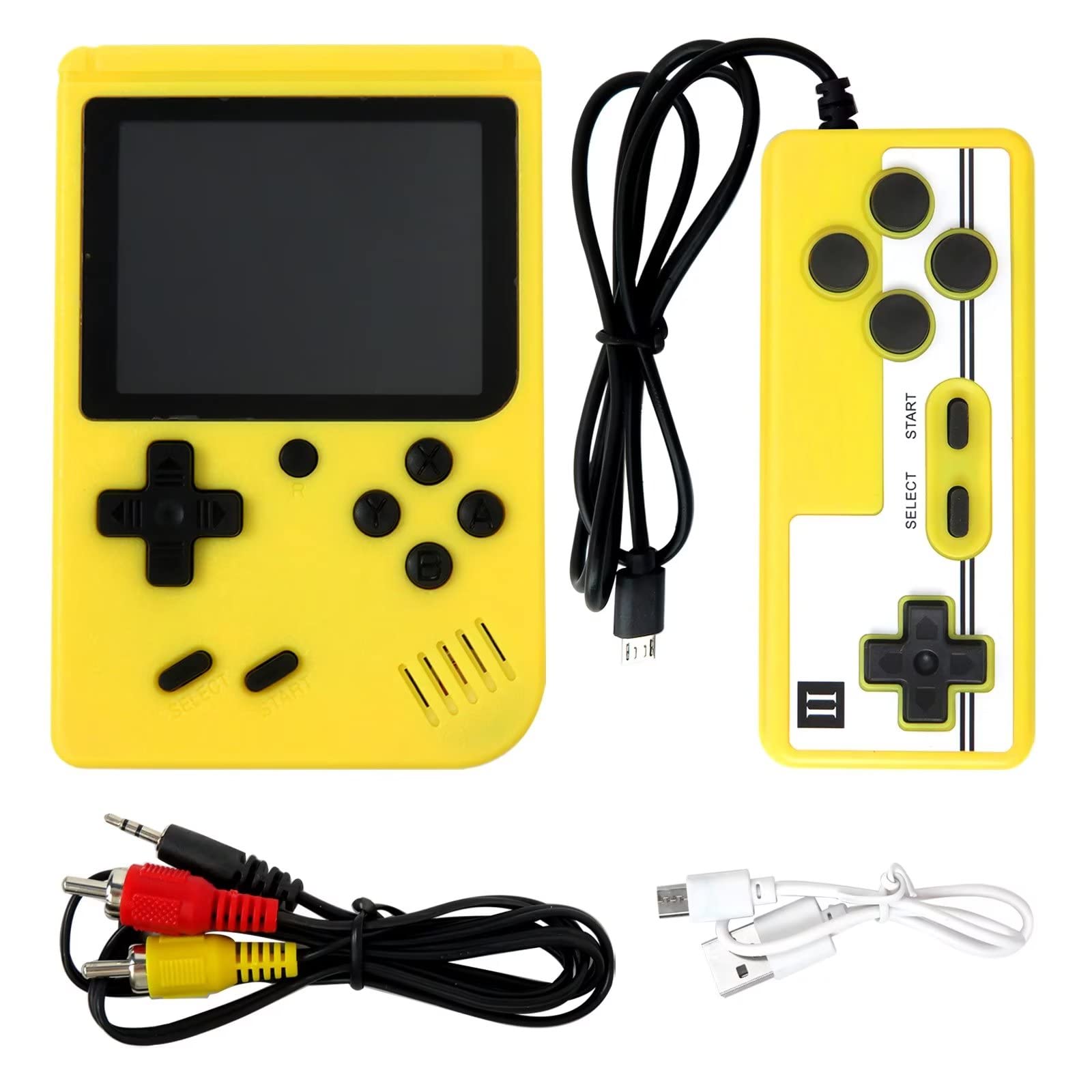 Retro Handheld Game Console - Mini Gameboy with 800 Built-in Games, Portable Gaming Device for Kids & Adults, TV Connect & 2-Player Mode - Perfect for Travel, Gifts & Family Entertainment (Yellow)