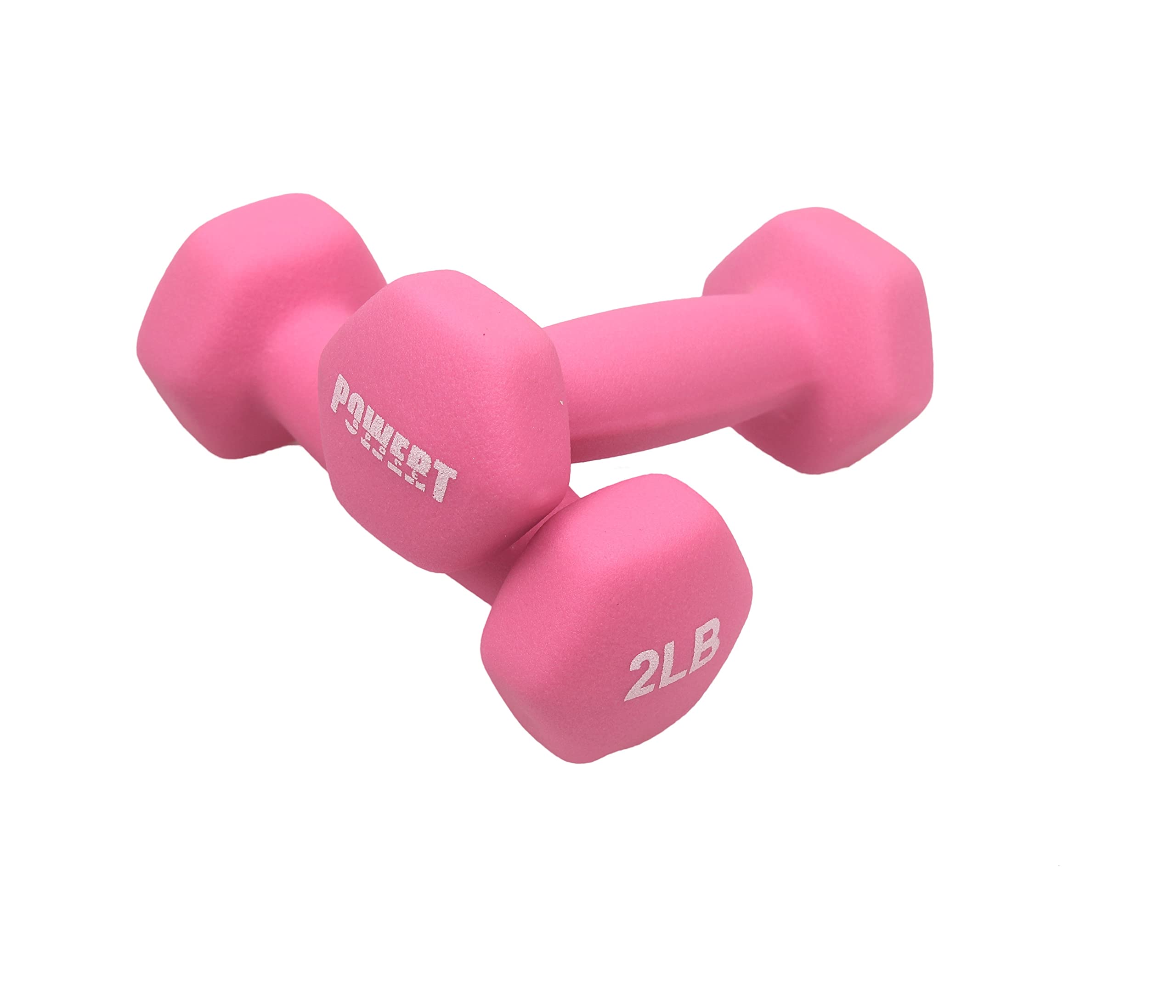 POWERT HEX Neoprene Dumbbell Set - 2 Pack Colorful Coated Hand Weights for Home Gym, Strength Training & Fitness Workouts