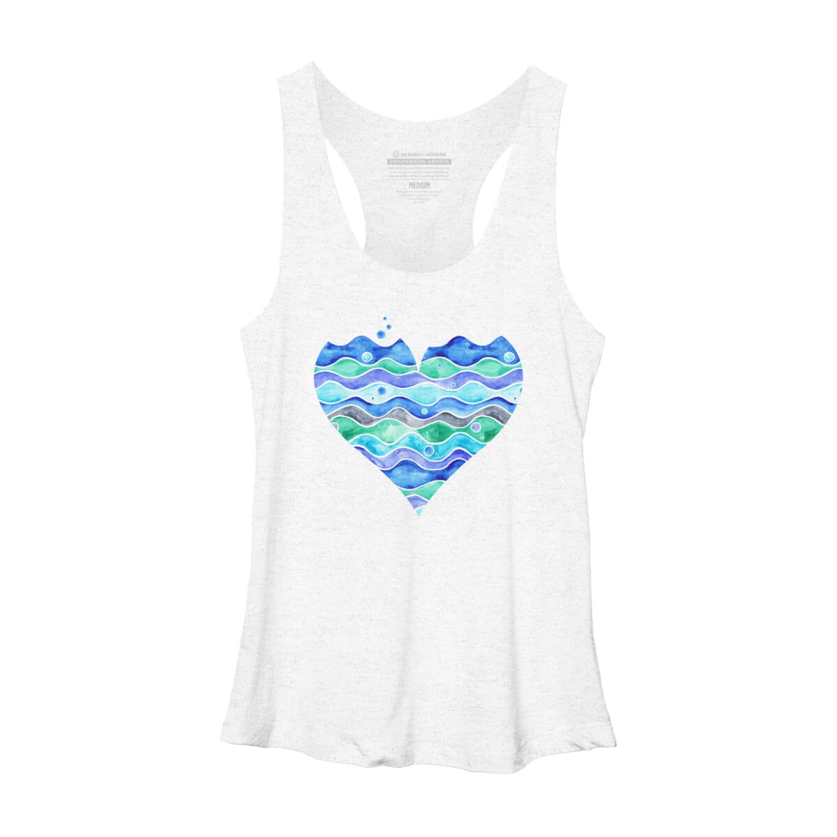 Design By Humans Women's A Sea of Love (White) by Timone Racerback Tank Top - Soft Breathable Summer Workout & Casual Wear