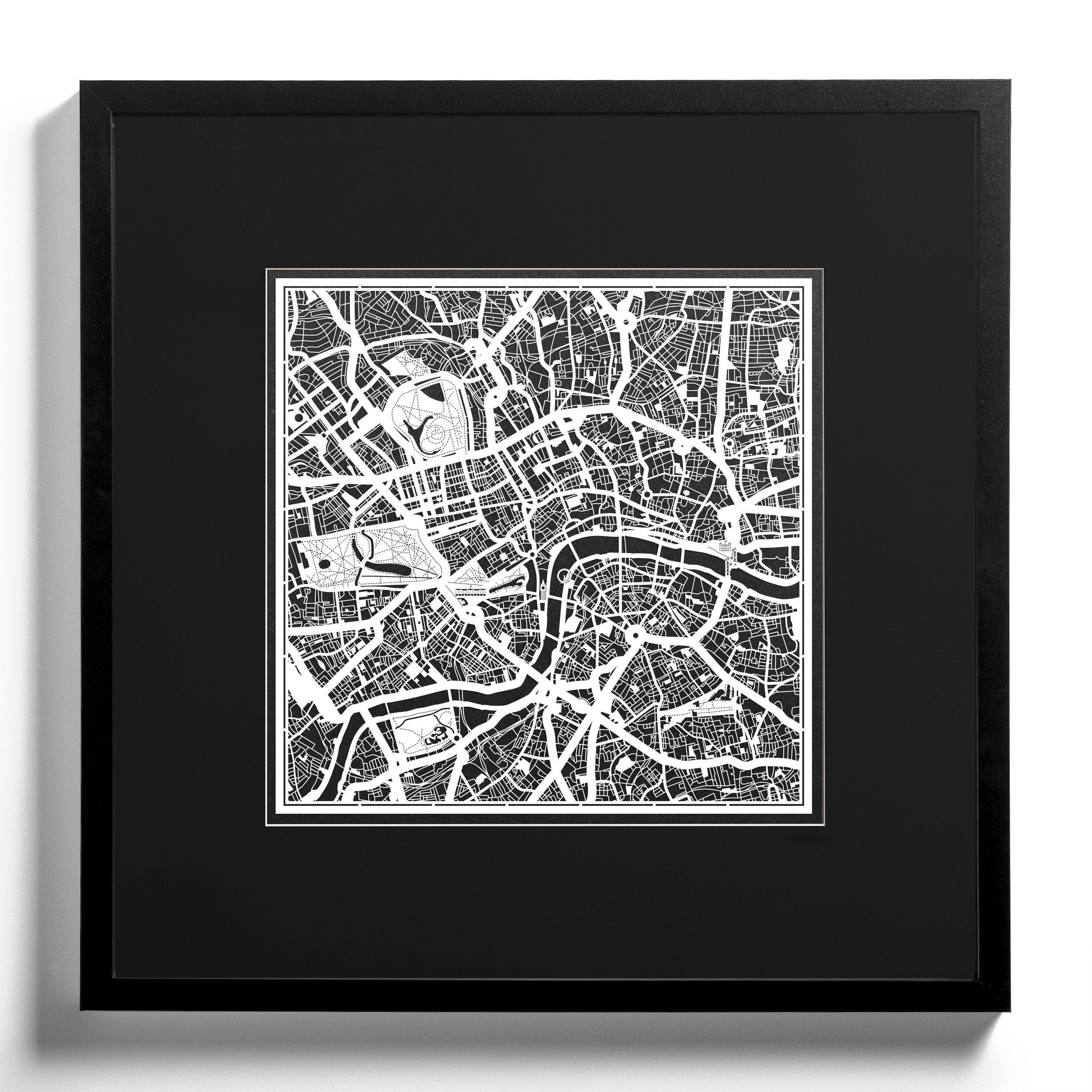 O3 Design Studio London Paper Cut Map - 12x12 Inches White Paper Art Wall Decor for Home, Office & Gifts | Unique 3D Cityscape Artwork