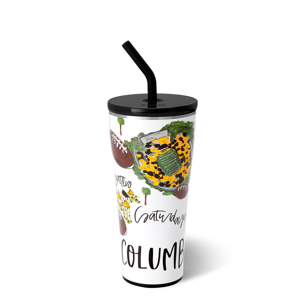 32oz Straw Tumbler for Iced Coffee & Smoothies - Insulated Stainless Steel Travel Cup with Lid & Straw - Perfect for College Students at University of Missouri (Mizzou) & Outdoor Activities in Columbia MO