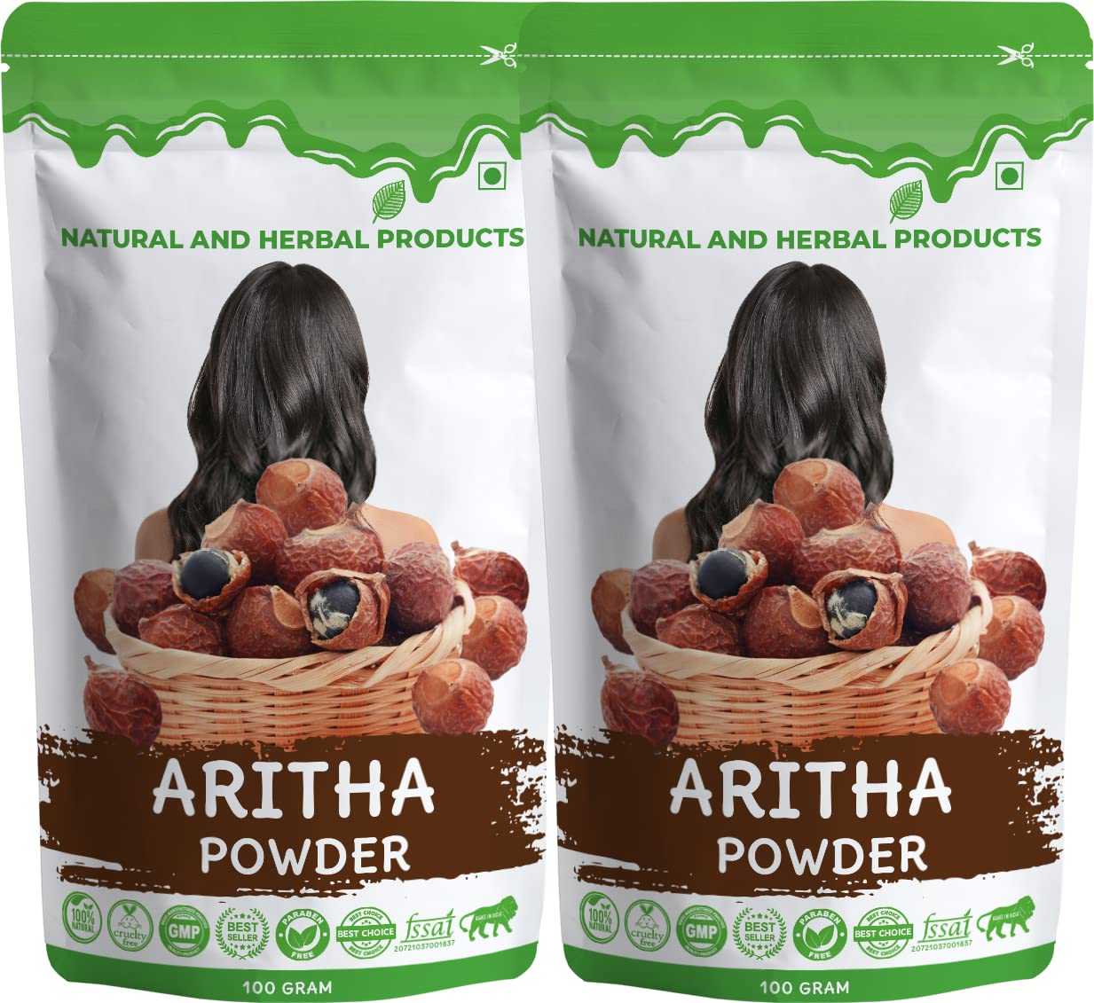 Organic Reetha Powder (Soap Nuts) for Hair Growth & Skin Care - 100% Natural Indian Soapberry (Aritha/Ritha) - Promotes Strong, Healthy Hair - 100g (Pack of 2) - Perfect for DIY Hair Masks, Scalp Treatments & Natural Cleansing