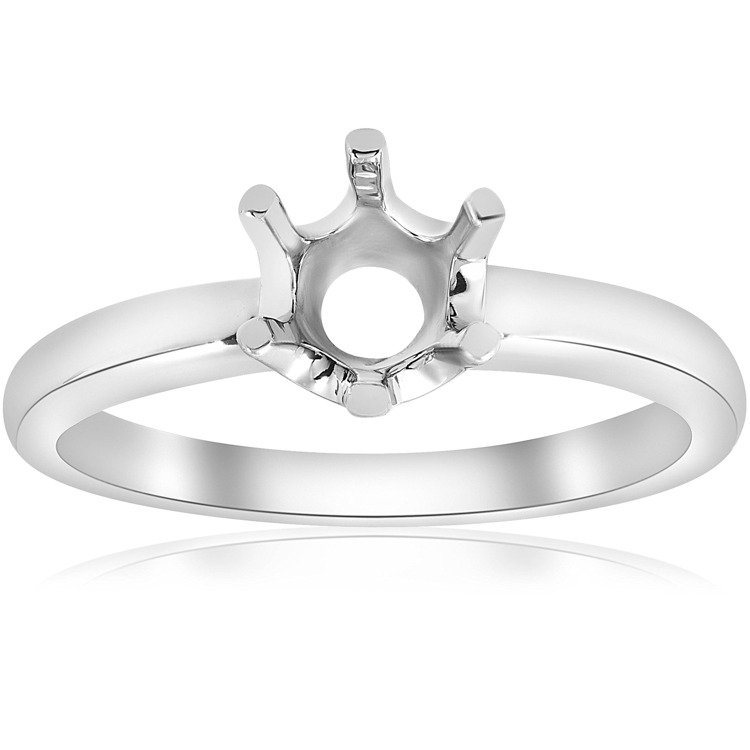 14K White Gold Solitaire Engagement Ring Setting - Elegant & Timeless for Weddings, Proposals & Anniversaries