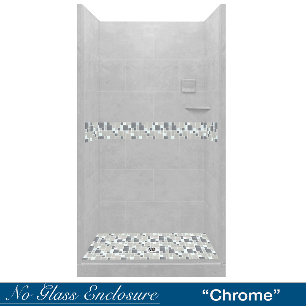Alcove Portland Cement Sistine Stone & Newport Mosaic DIY Shower Remodel Kit - Waterproof Tile Backer Board for Bathroom Renovation, Kitchen Backsplash & Home Improvement Projects