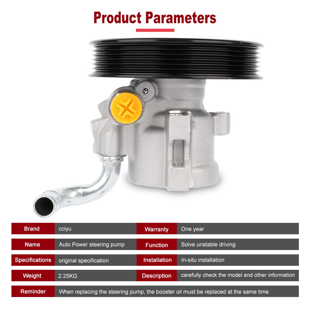 CCiYu Power Steering Pump Replacement for 2004-2007 Chevrolet Optra, 2005-2007 Suzuki Forenza & Reno - 20-807 Power Steering Assist Pump - Smooth Steering Performance for City Driving & Highway Commutes