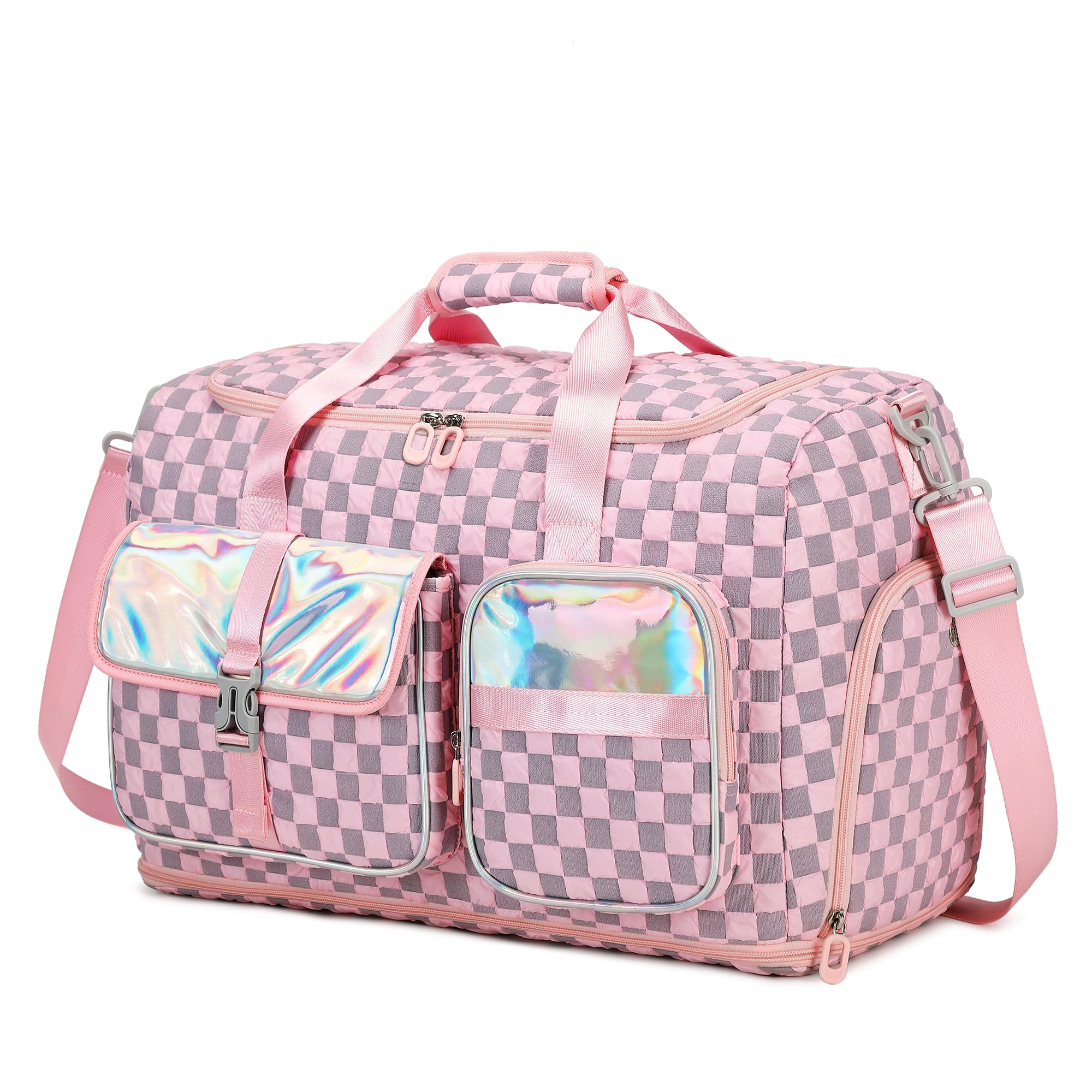 Women's Gym Bag with Shoes Compartment - Pink Travel Duffel Bag for Workout & Overnight Trips | Waterproof Wet Pocket | Carry-On Weekender Bag for Fitness, Yoga, Swimming & Travel