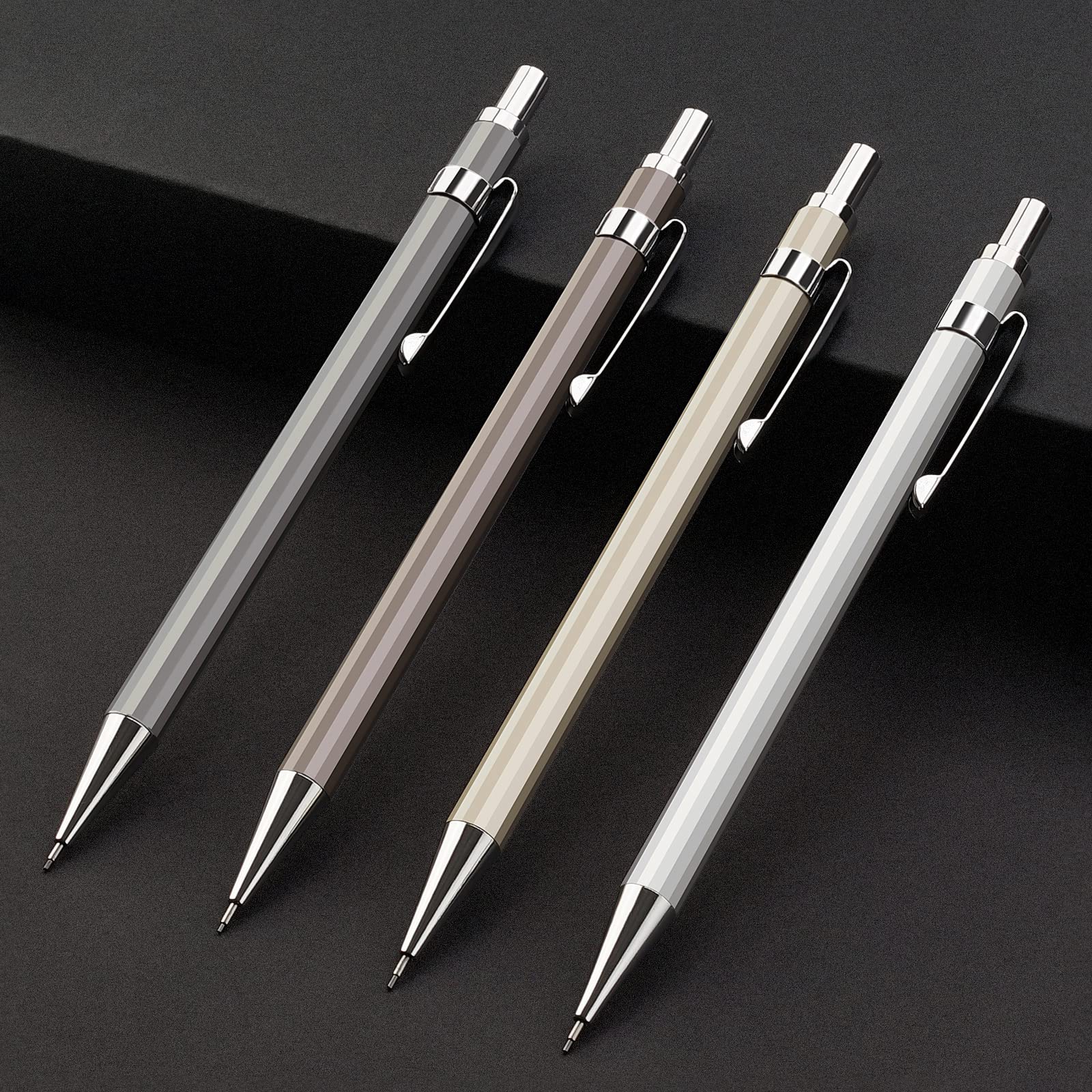 0.5mm Mechanical Pencil Set with Case - 4 Metal Pencils, 8 HB #2 Lead Refills, 3 Erasers & 9 Refills for Writing, Drawing & Sketching | School, Office & Art Supplies | Perfect for Students, Artists & Professionals