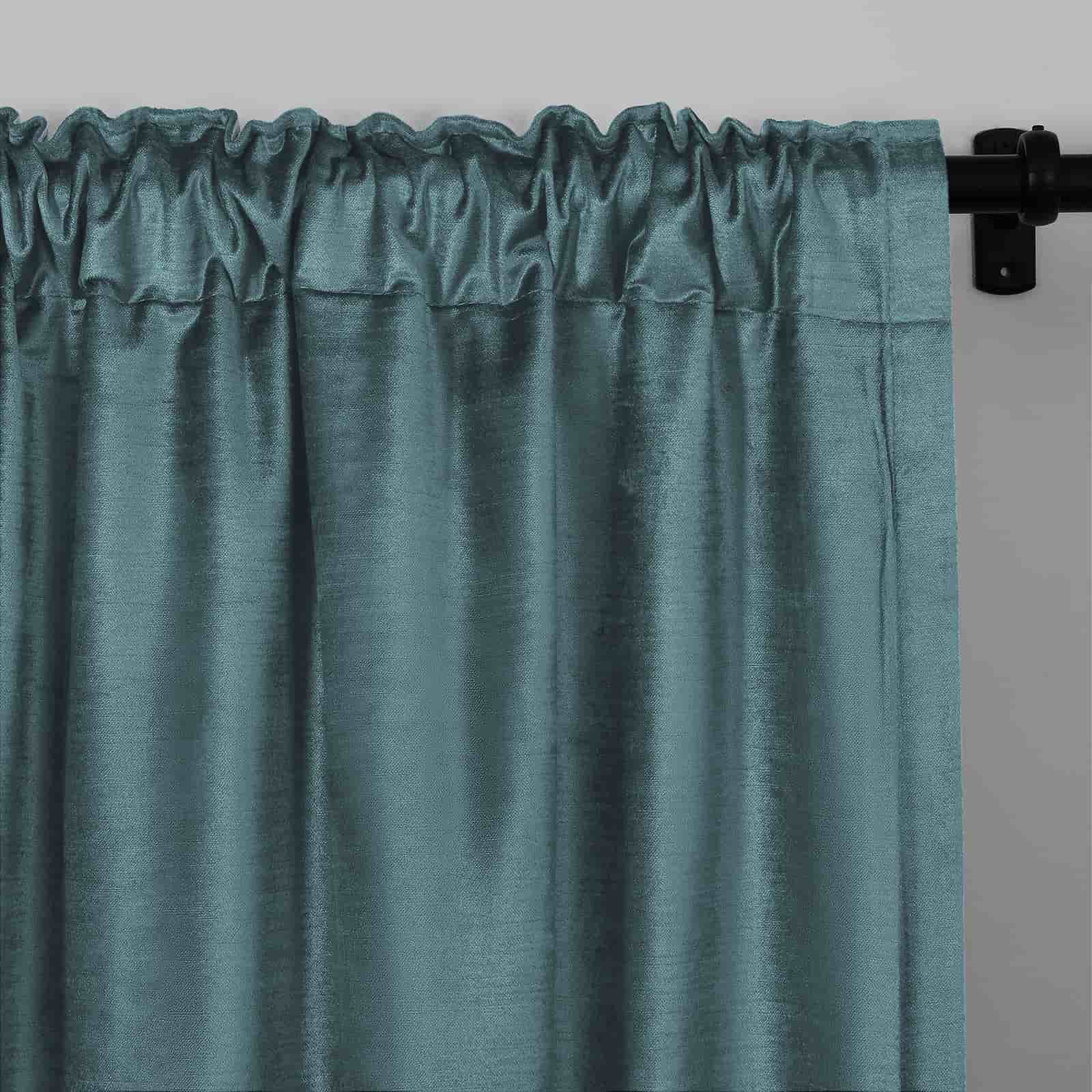 Veda Luster Cotton Velvet Drapery Soft Top - Luxury Window Curtains for Living Room & Bedroom - Blackout Drapes for Home Decor & Light Control