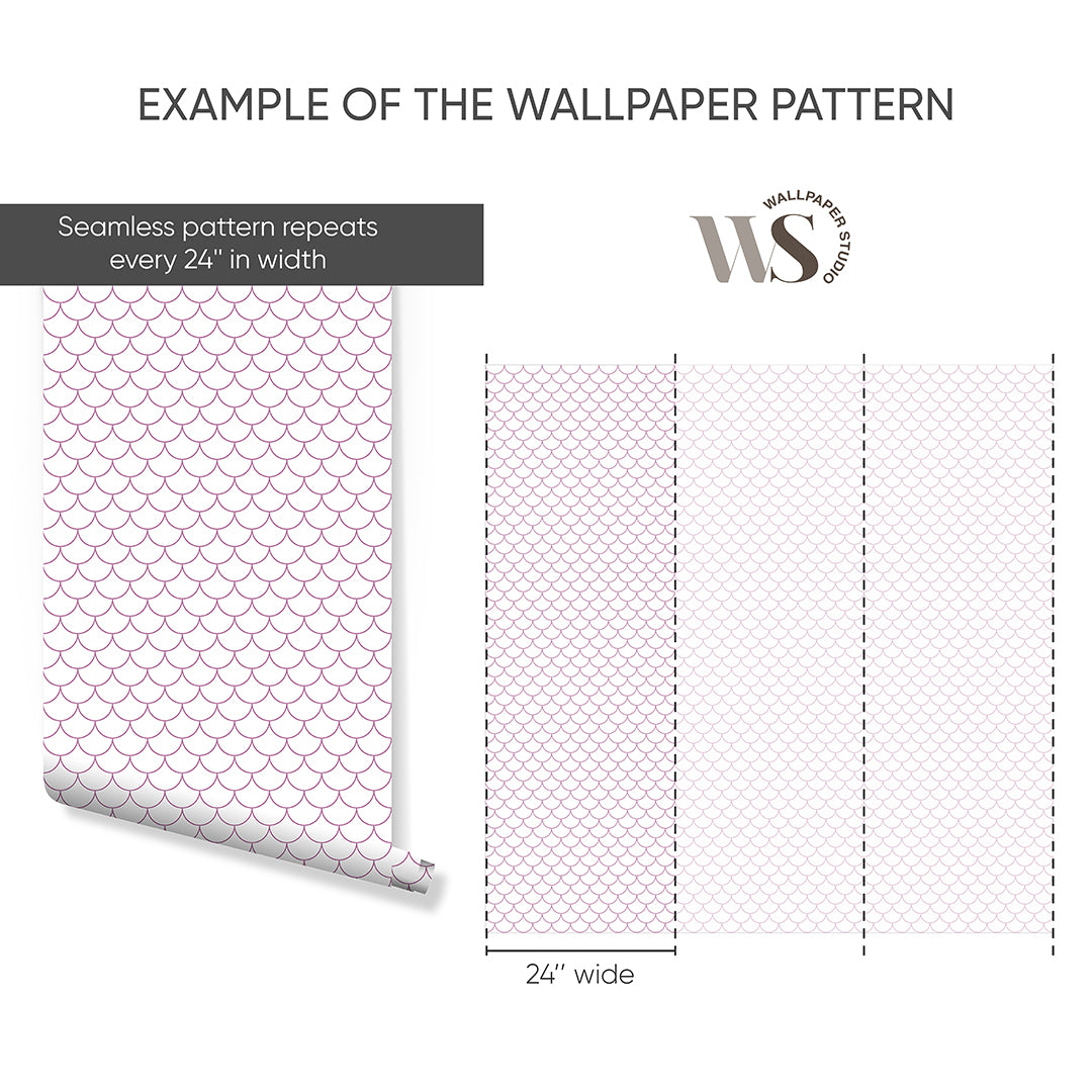 Lilac Pink Fish Scale Wallpaper S096 - Elegant Peel and Stick Self-Adhesive Wallpaper for Bedroom, Living Room, and Nursery Decor