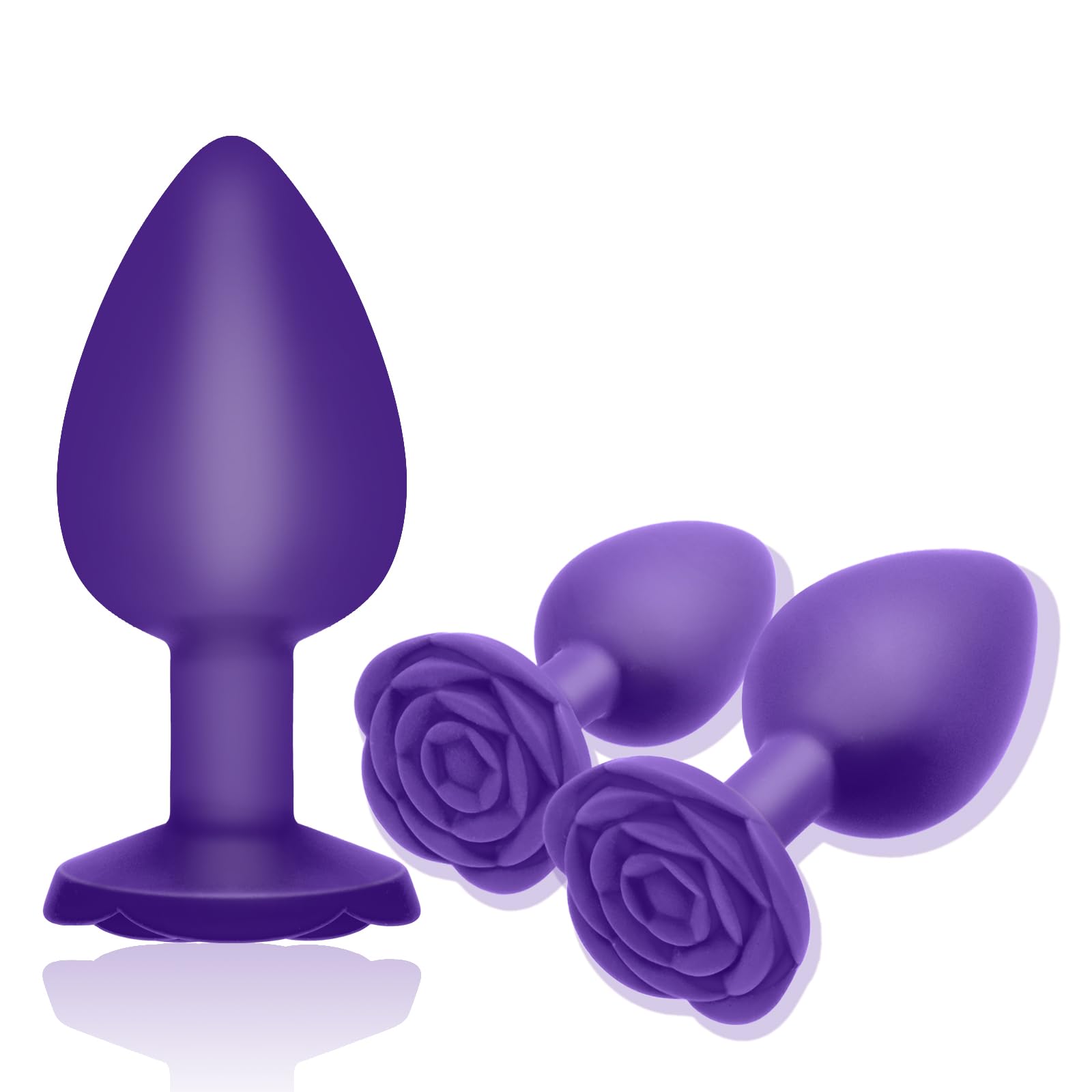 3Pcs Silicone Anal Plug Training Kit for Beginners & Advanced Users - Prostate Massager Set with Comfortable Base (Purple) | Perfect for Solo Play, Couples Exploration & BDSM Scenes