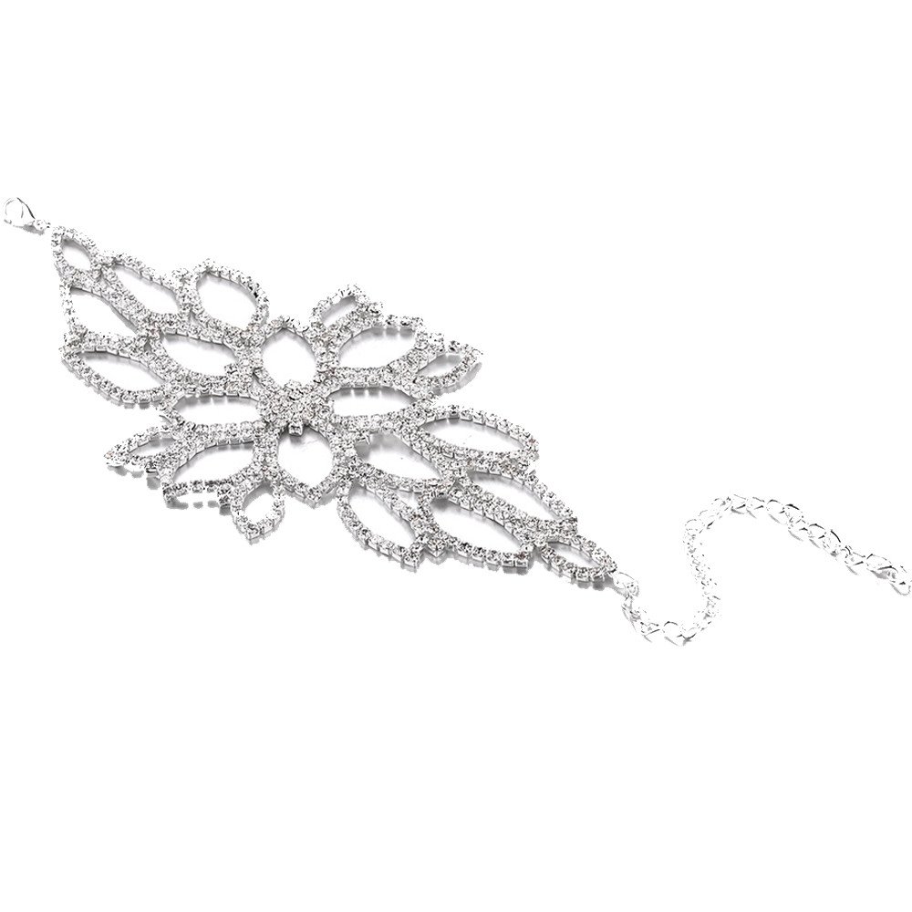 Crystal Floral Silver Bangles & Ankle Bracelets for Women - Elegant Bridal Jewelry Set (One Size) - Perfect for Weddings, Parties & Special Occasions