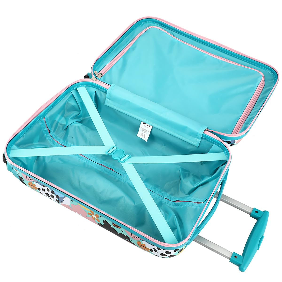 Bioworld Lilo & Stitch Tropical Print 20-Inch Blue Carry-On Rolling Suitcase - Perfect for Disney Vacations & Air Travel