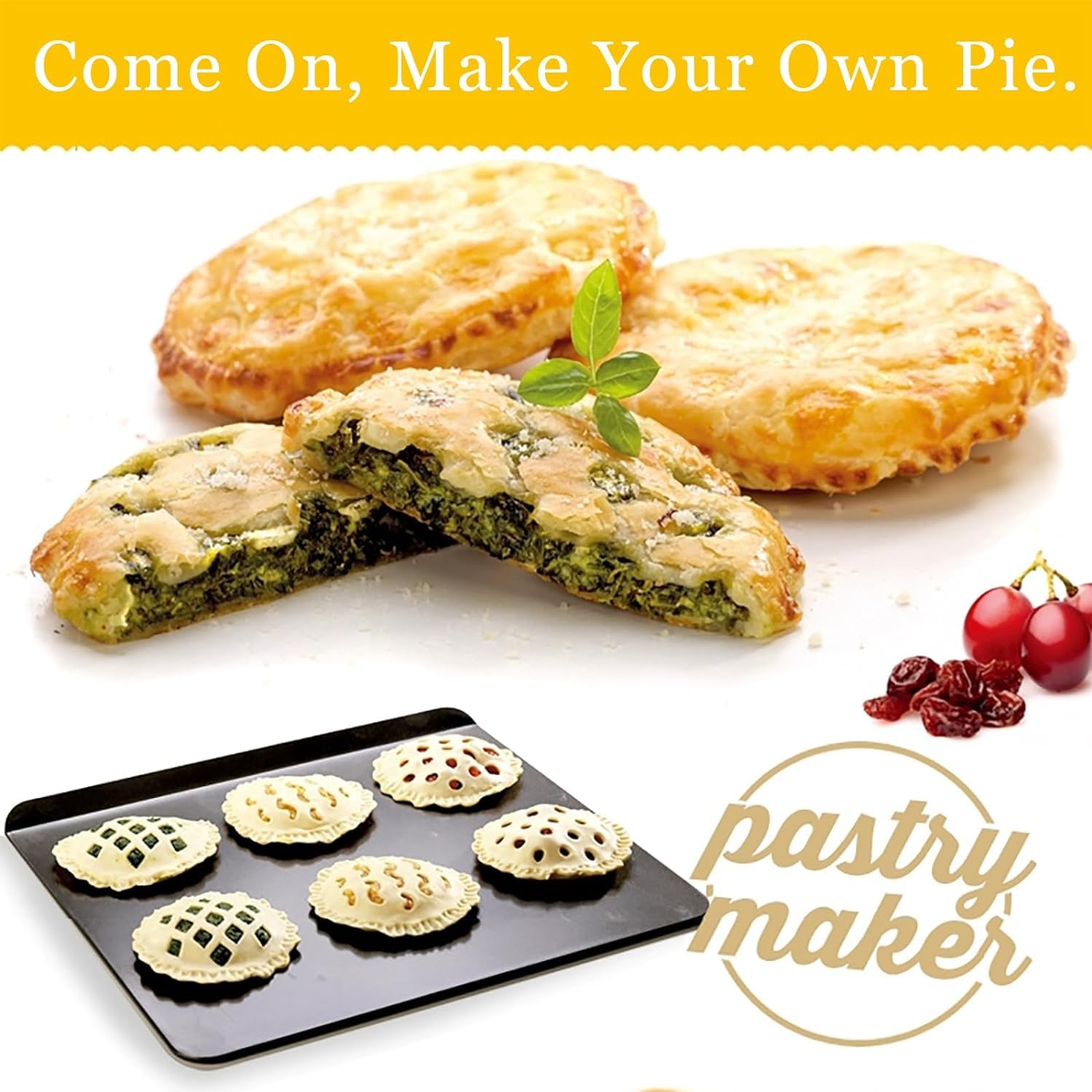 Mini Pie Plate Set - 3 Shapes Multipurpose Pie Maker, Pocket Pie Mold, Manual Dough Sheeter for Autumn Pies, Waffles & Plaid Cookies | Perfect for Holiday Baking, Party Desserts & Homemade Hand Pies