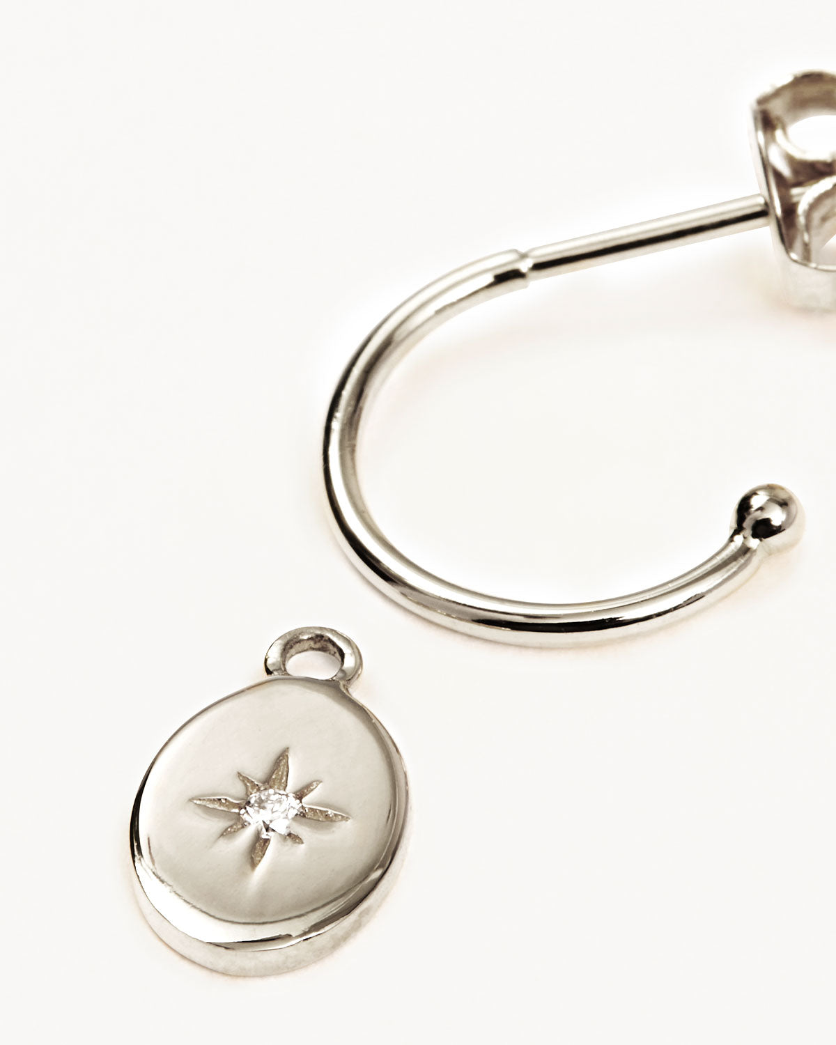 14K Solid White Gold Hoop Earrings for Women - Shine Your Light Design - Perfect for Parties, Weddings & Everyday Elegance